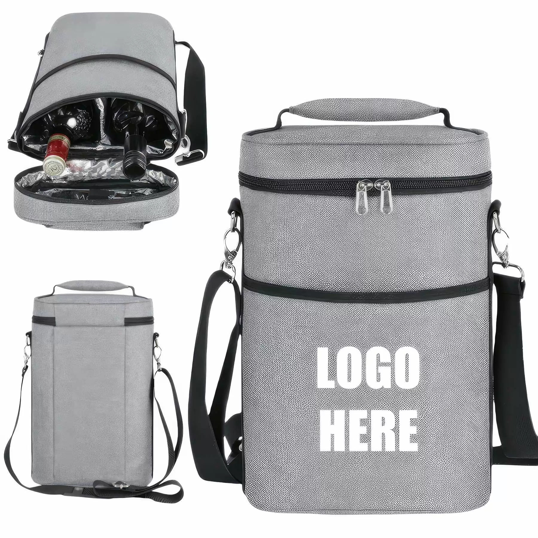 Custom Insulated 2 Bottle Wine Tote Carrier