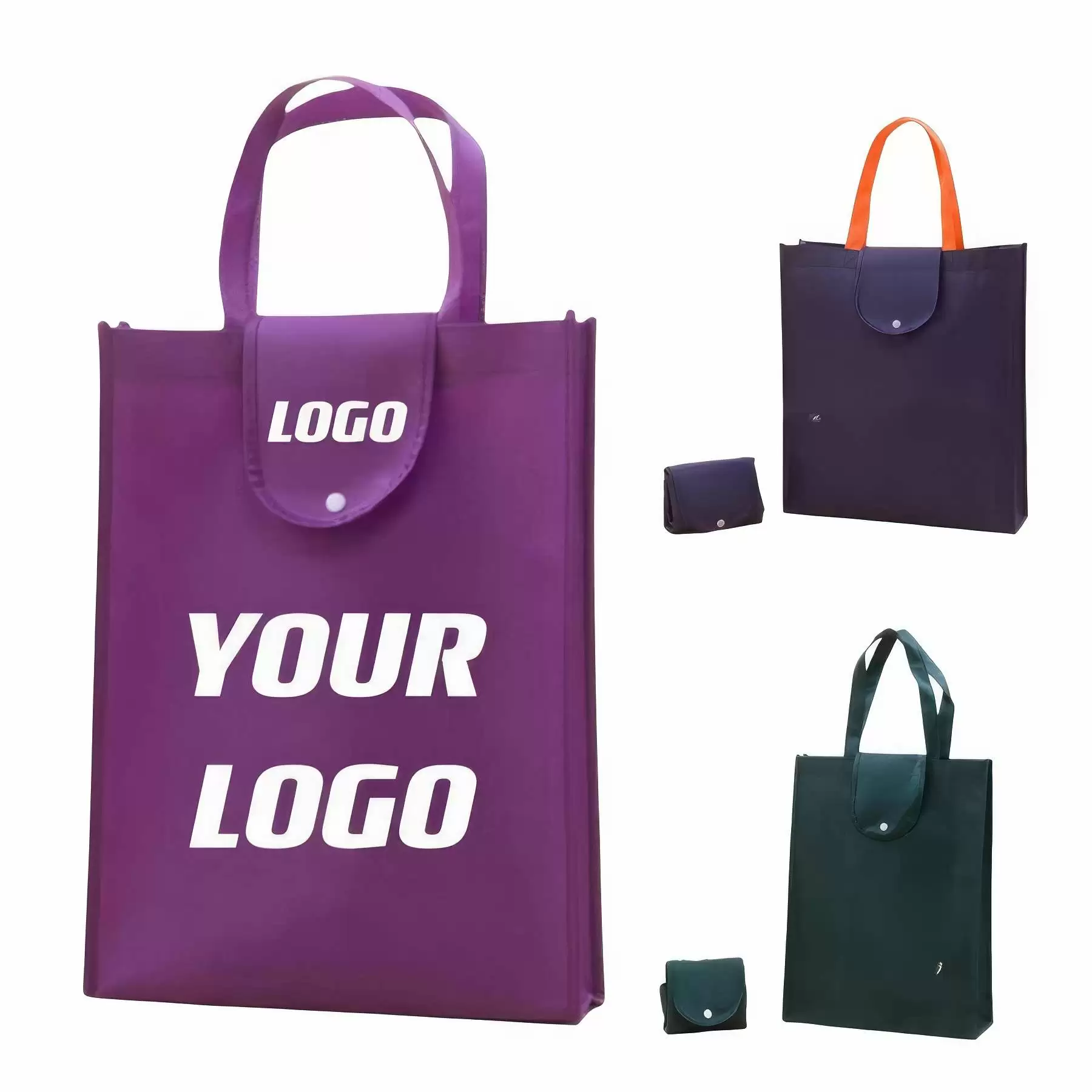 Foldable Non-woven Tote Bag 14.9 x 12.6 x 4 inch