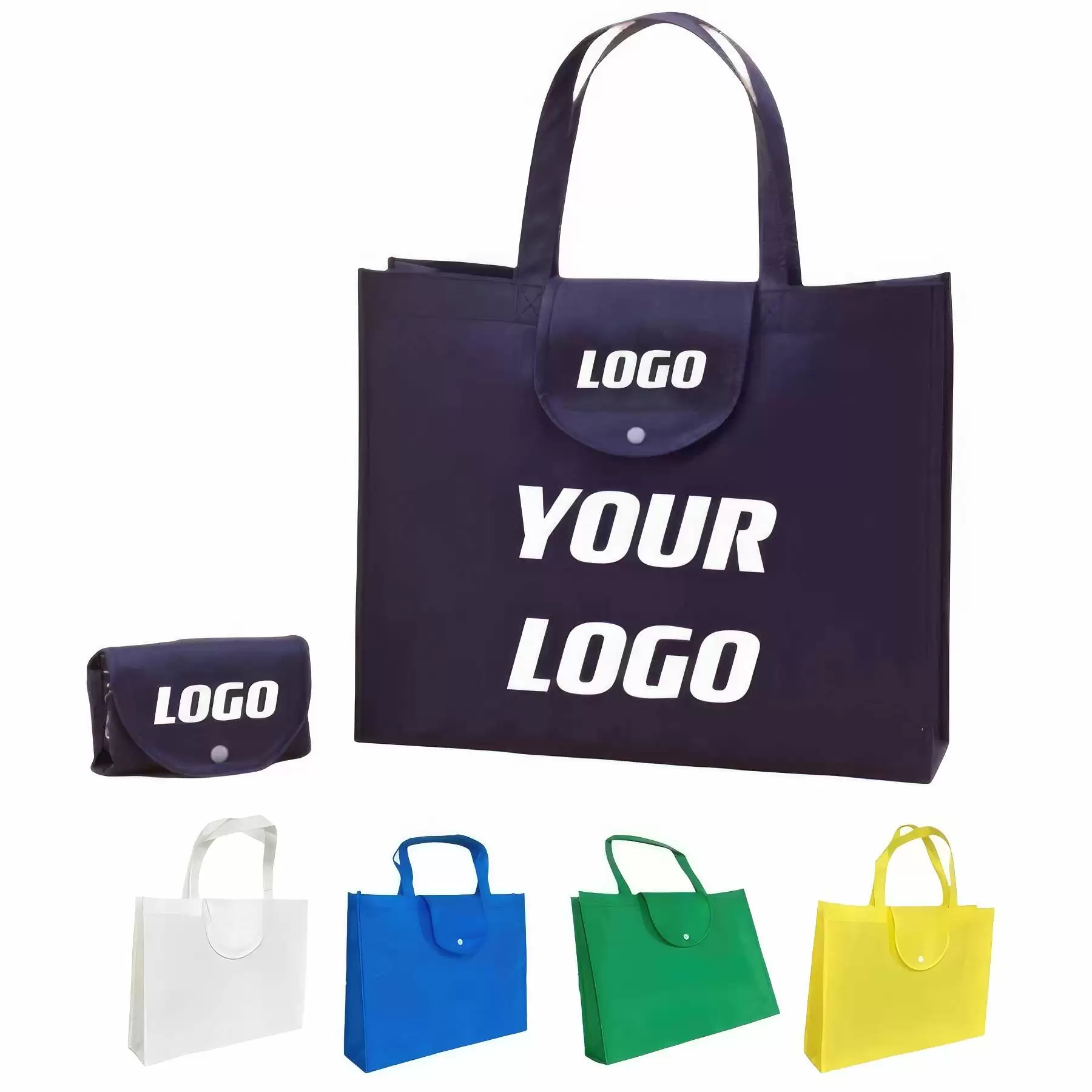 Foldable Non-woven Tote Bag For Shopping 15.7 x 11.8 x 4 inch