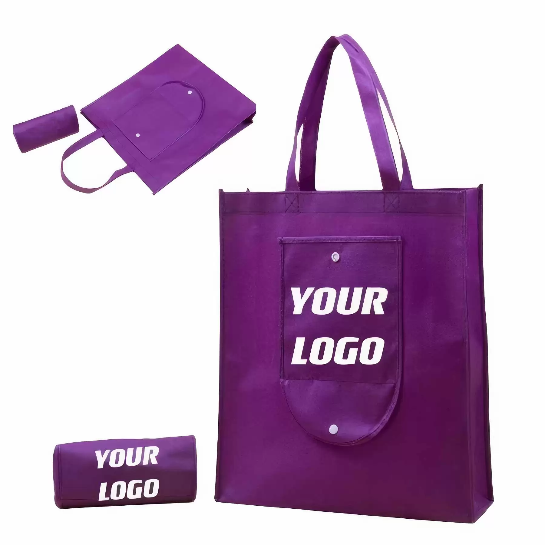 Foldable Non-woven Tote Bag For Advertising 11.8 x 14.7 x 3.5 inch