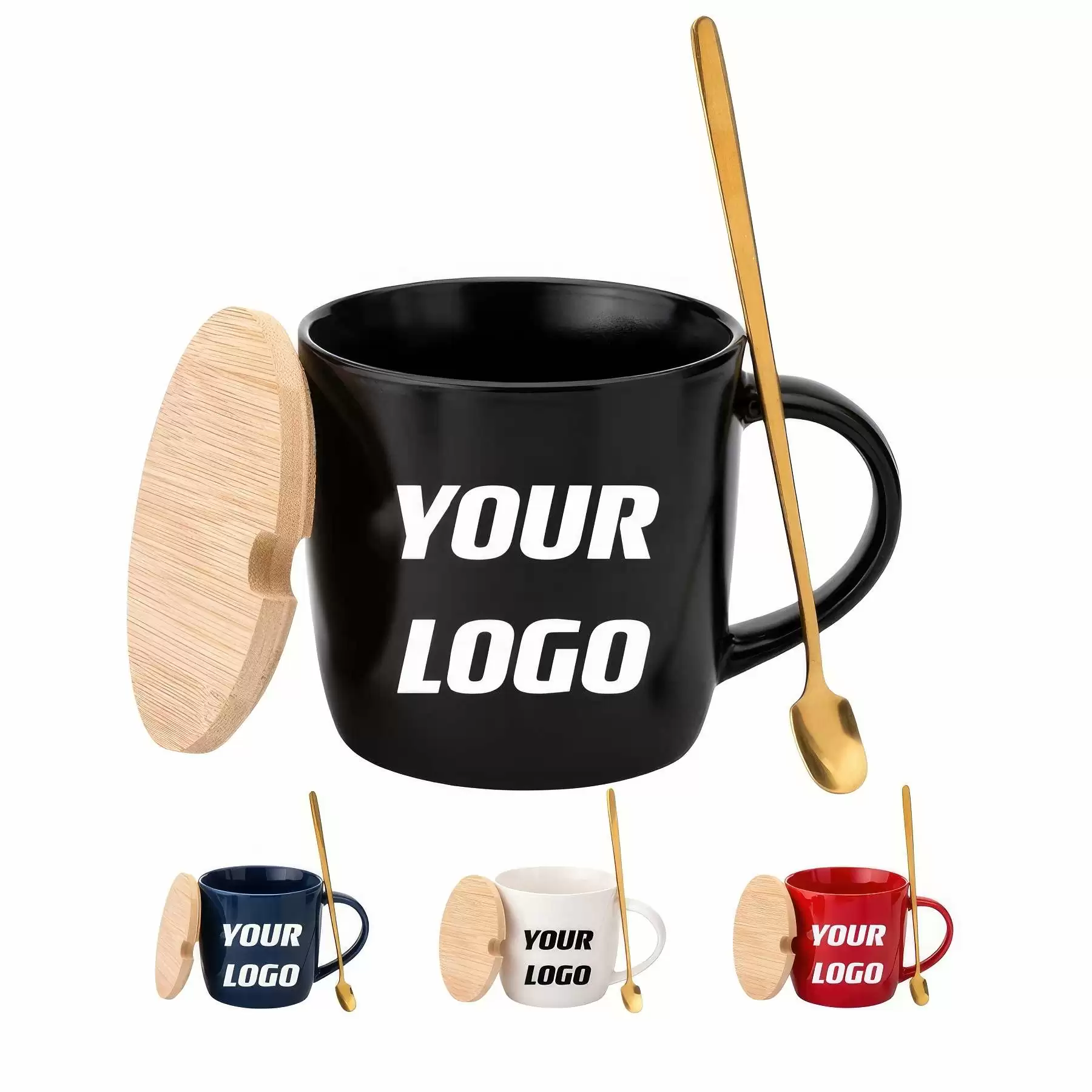 Customizable Coffee Cup With Lid And Spoon