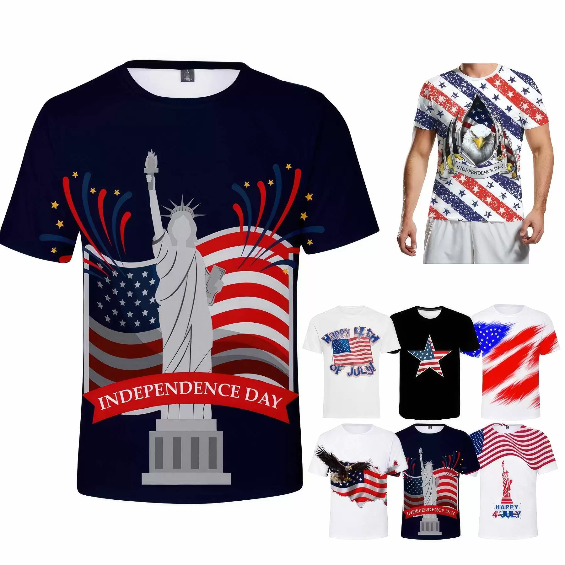 Customized American Flag 4th of July Patriotic T-Shirt