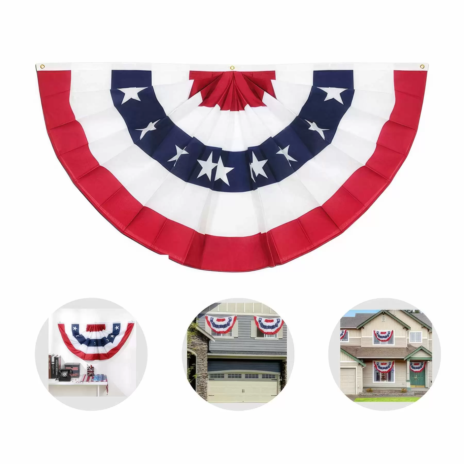 4th of July Pleated Fan Flags Outdoor Decorations