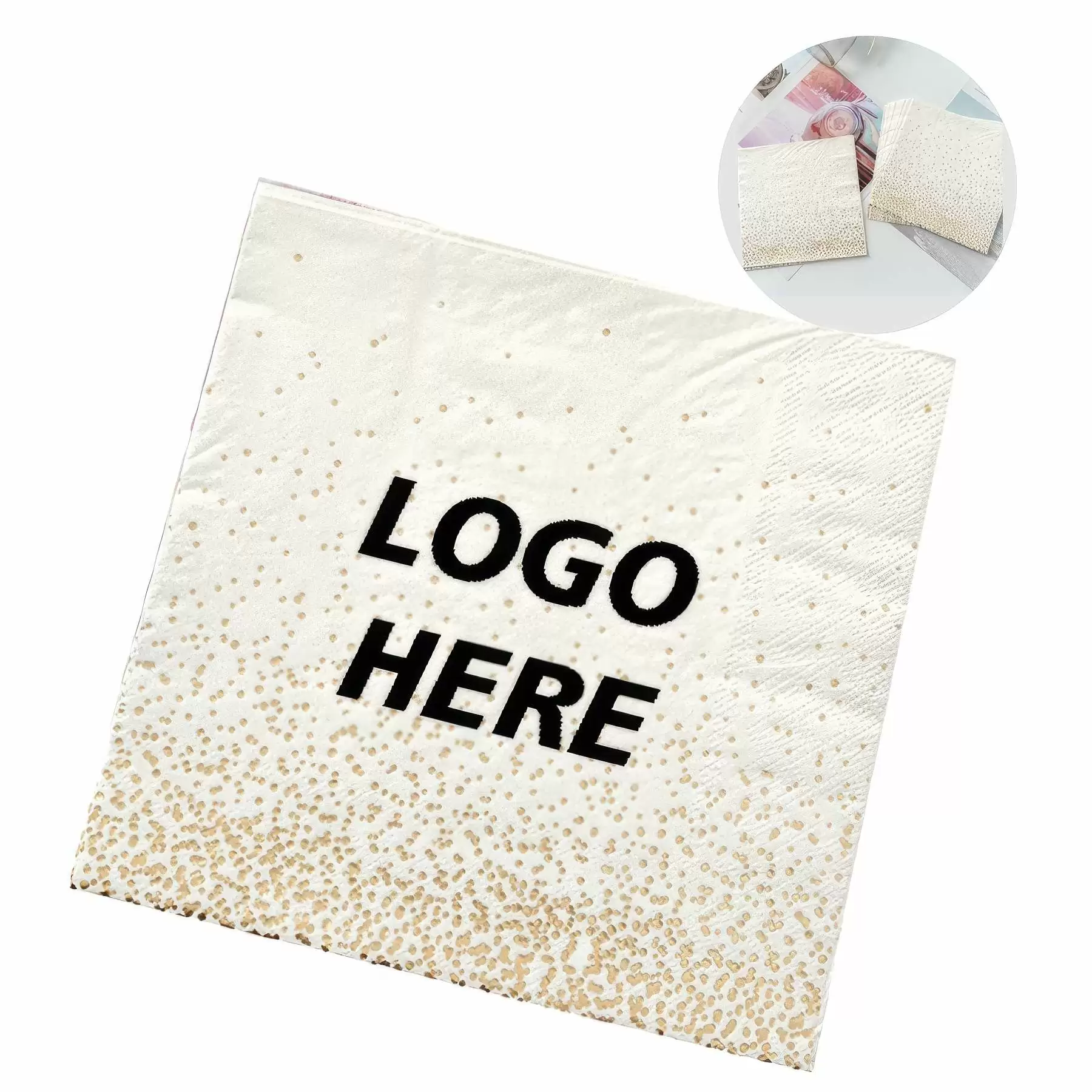 Custom Gold Dot Confetti Paper Napkins