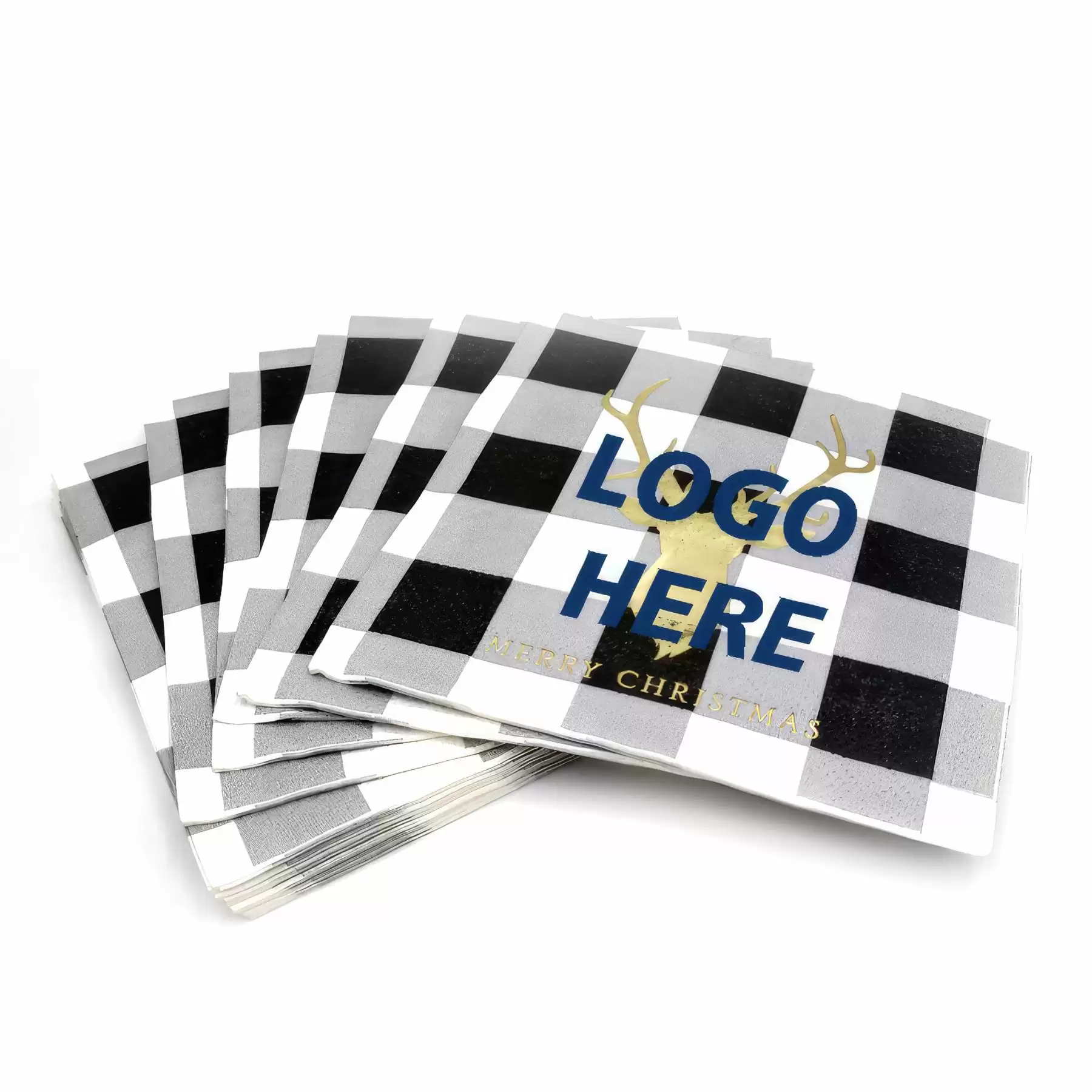 Custom Black And White Gingham Disposable Paper Napkins
