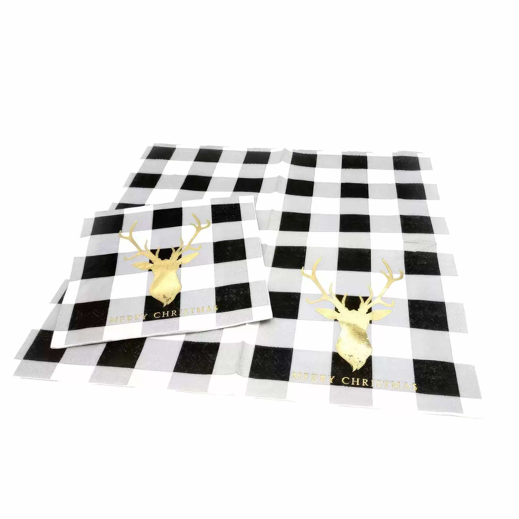 Custom Black And White Gingham Disposable Paper Napkins - Image 2