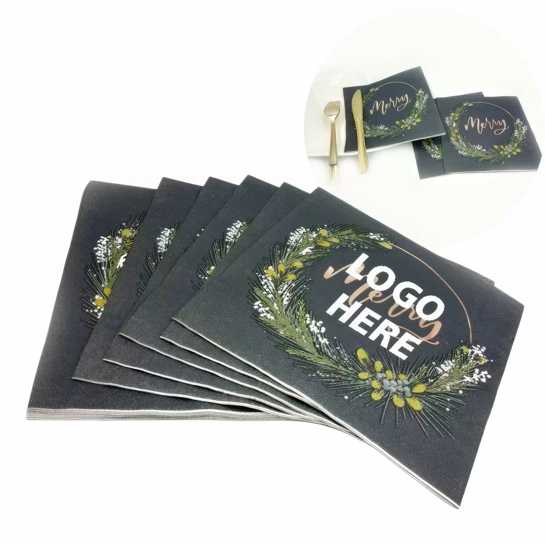 Custom Gold Foil Disposable Floral Paper Napkins