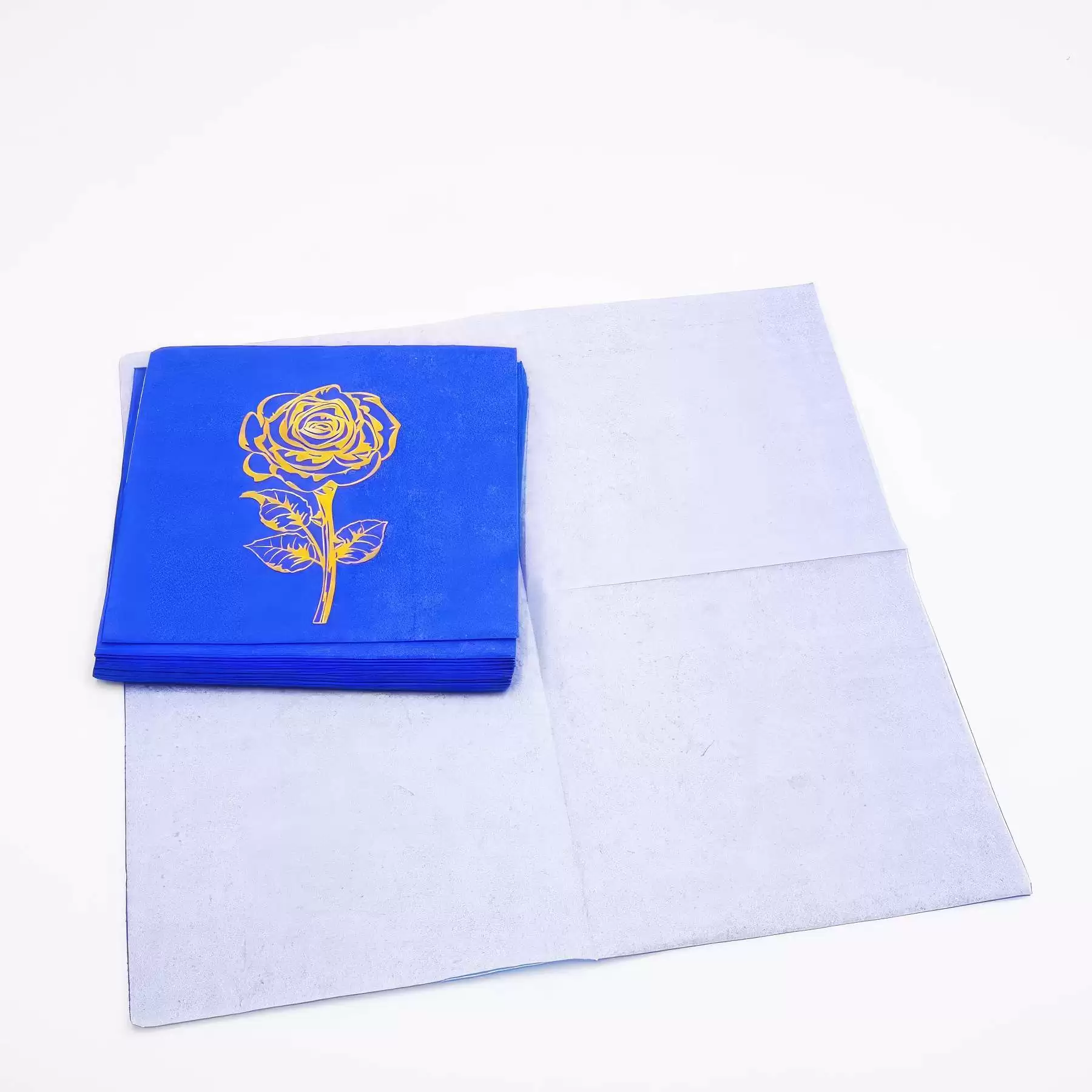 Custom Gold Foil Blue Cocktail Paper Napkins - Image 2