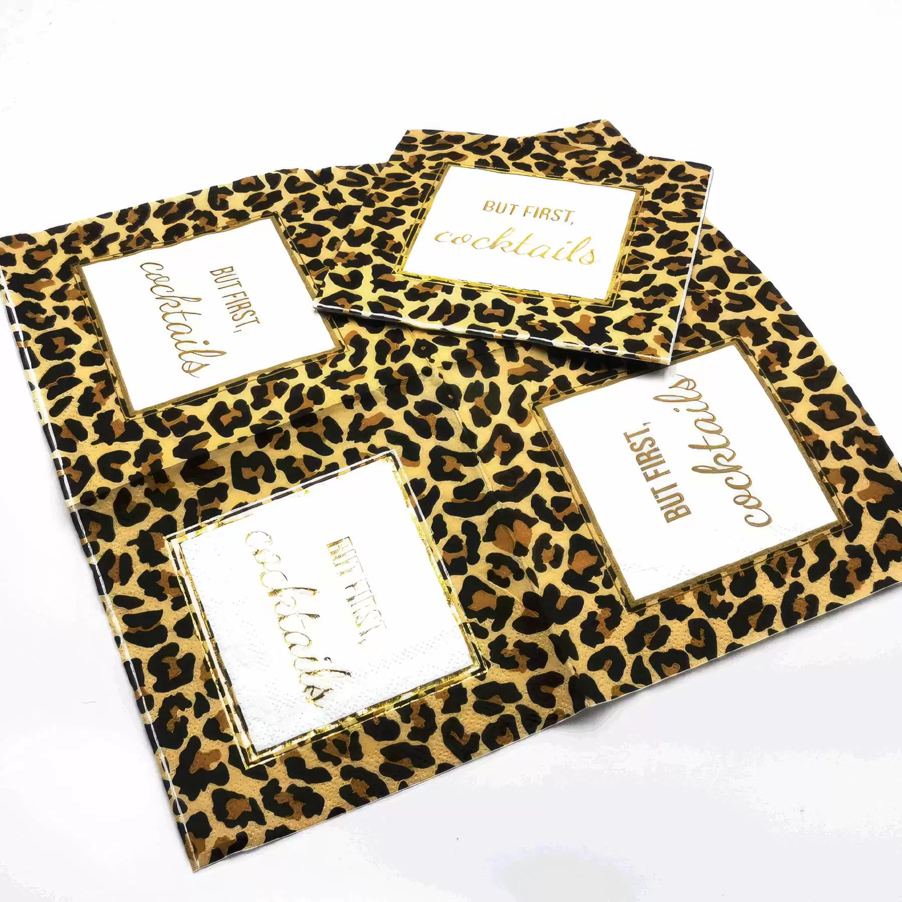 Custom Gold Foil Cheetah Print Paper Napkins - Image 2