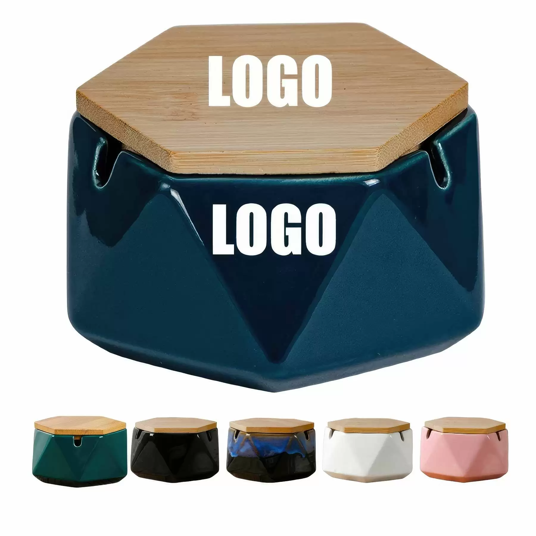 Custom Handmade Ceramic Ashtray With Bamboo Lid