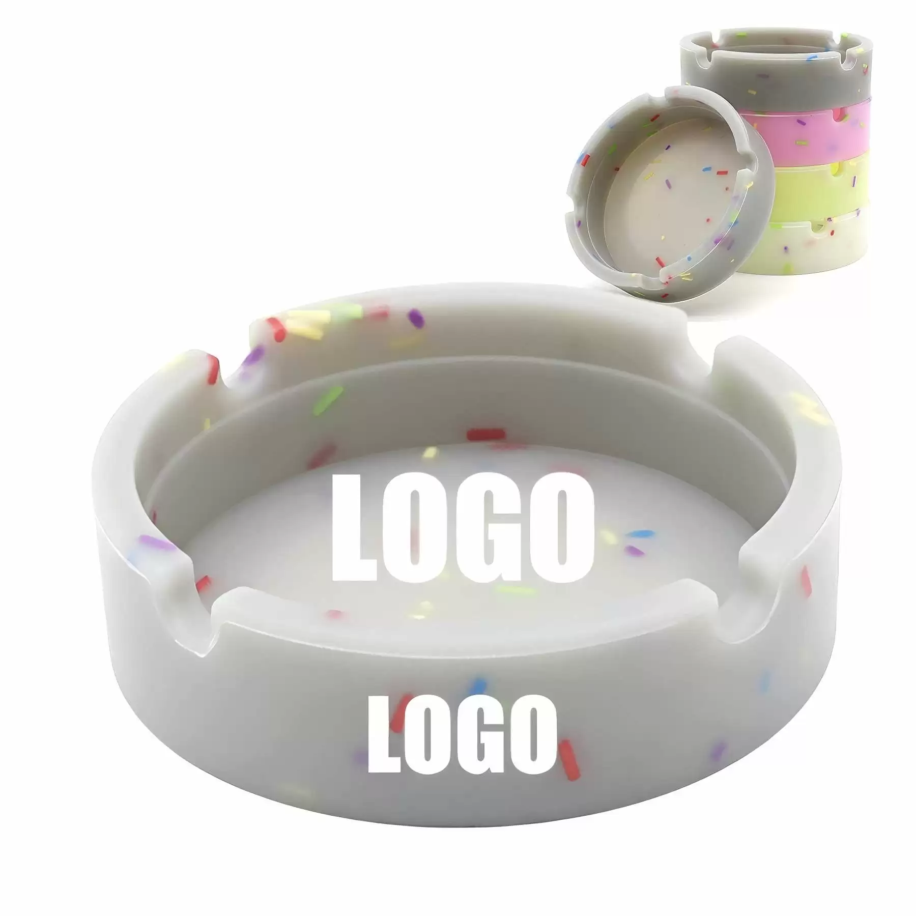 Custom Circular Silicone Ashtray - Glow in the Dark