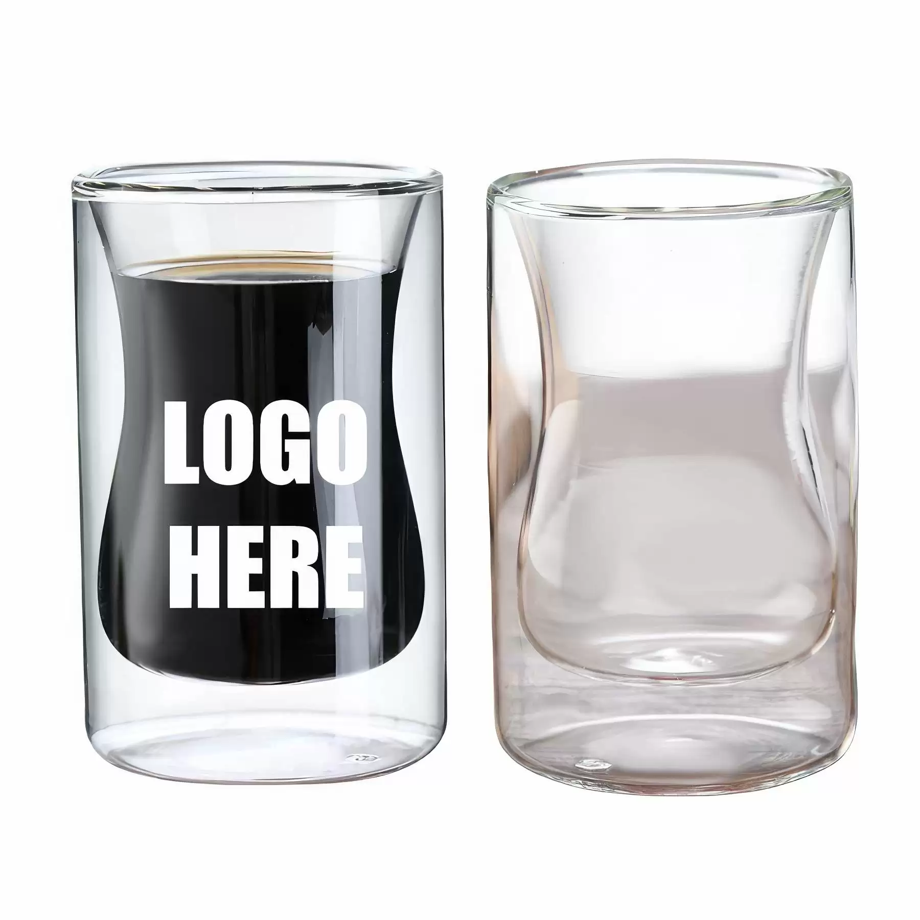 Custom 10 oz Double Wall Glass Coffee Mugs