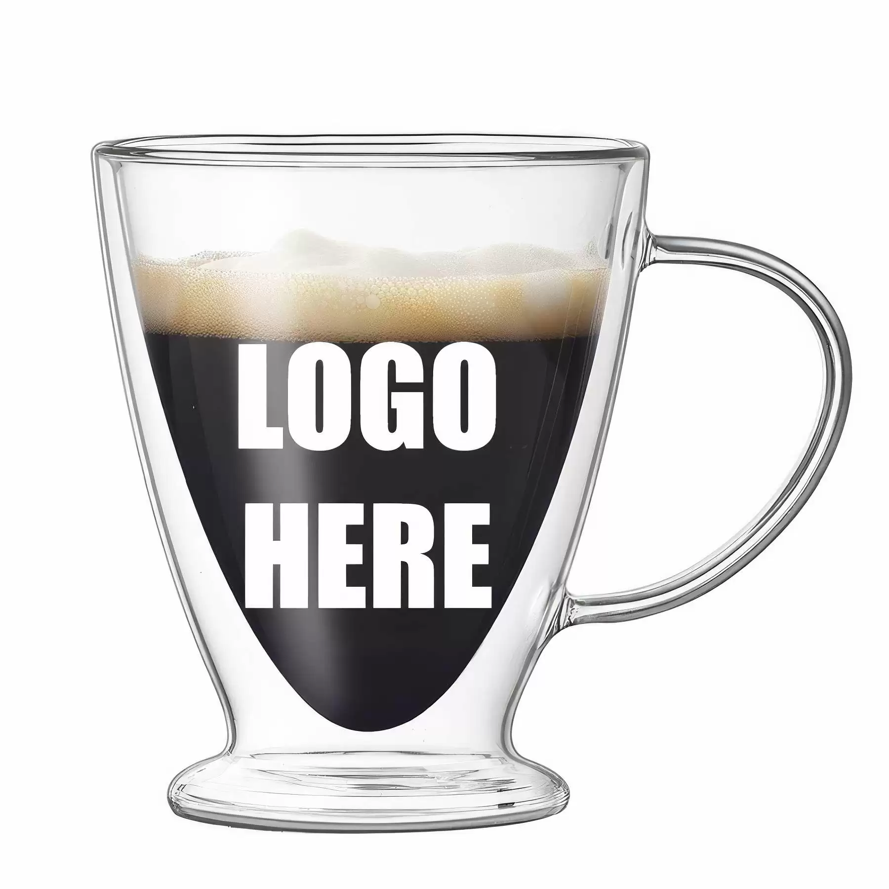 Custom 10 oz Double Wall Glass Coffee Mugs