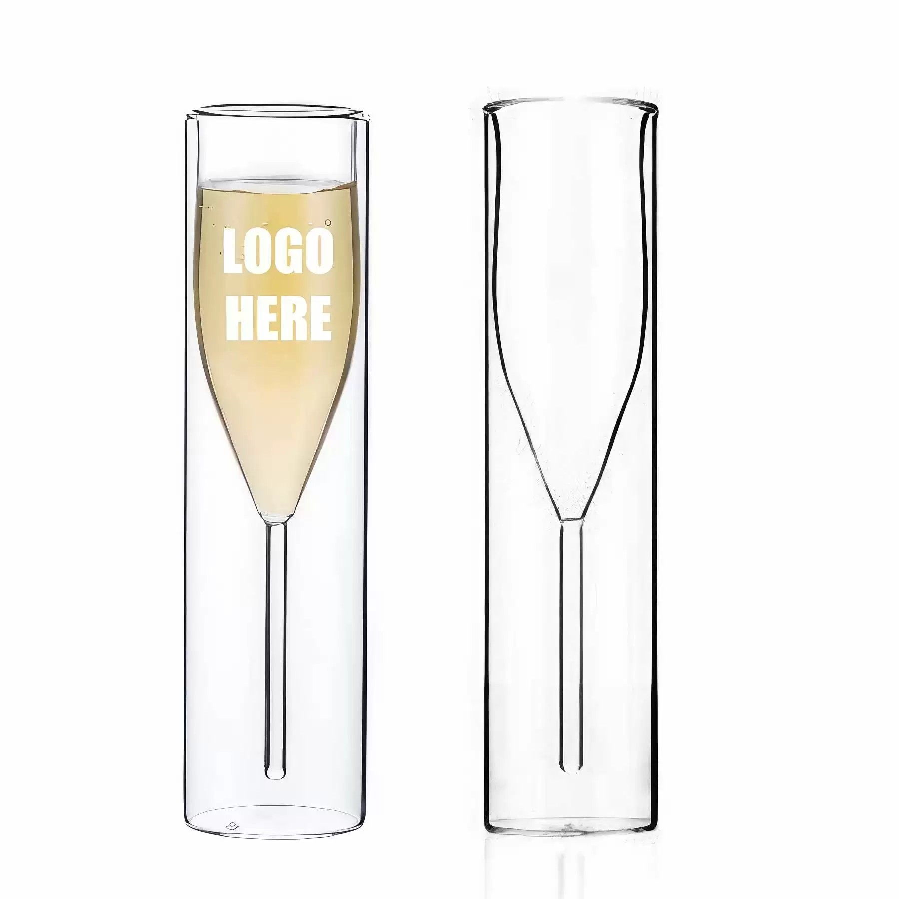 Custom 3.4 oz Double-Walled Champagne Flute