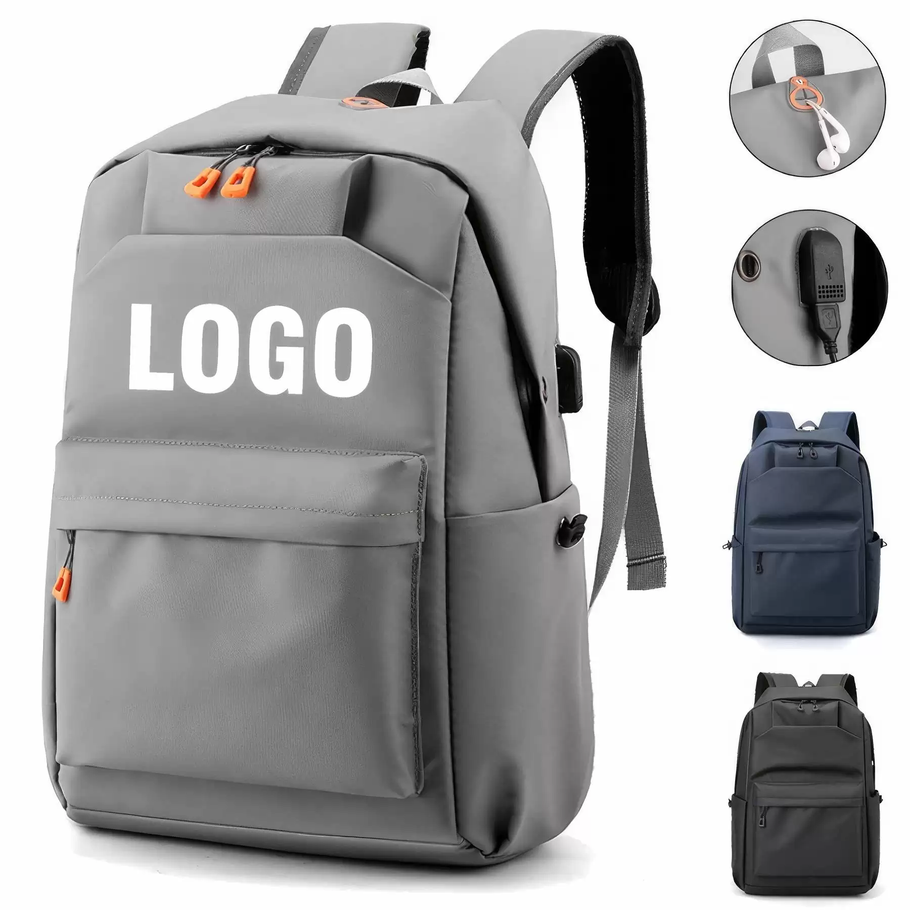 Custom Waterproof Laptop Backpack with USB Charging Port