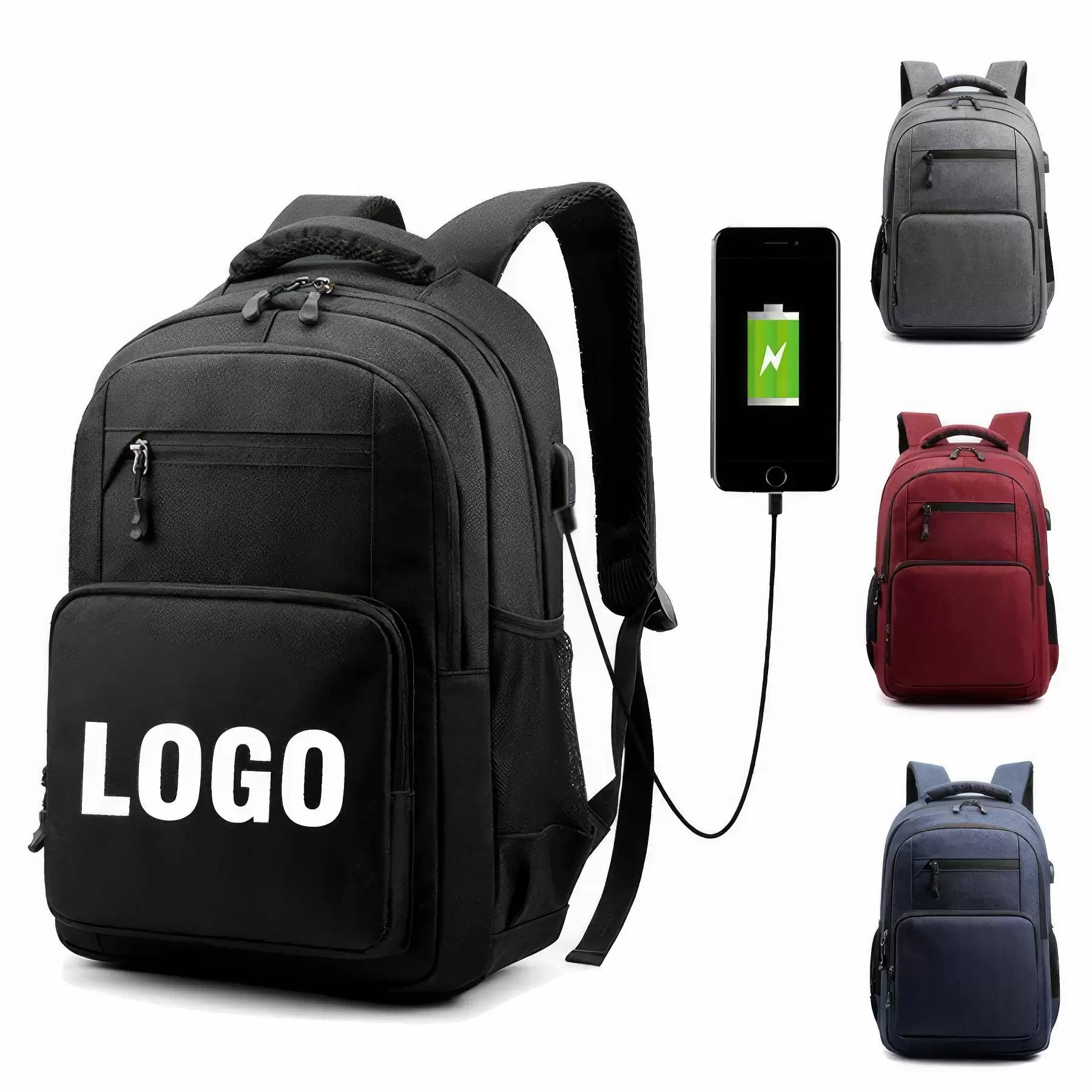 Custom Waterproof Laptop Backpack with USB Charging Port