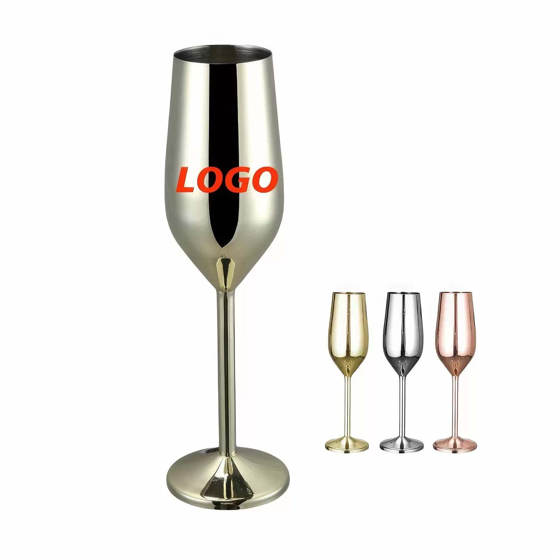 Custom 7 oz Stainless Steel Champagne Glasses