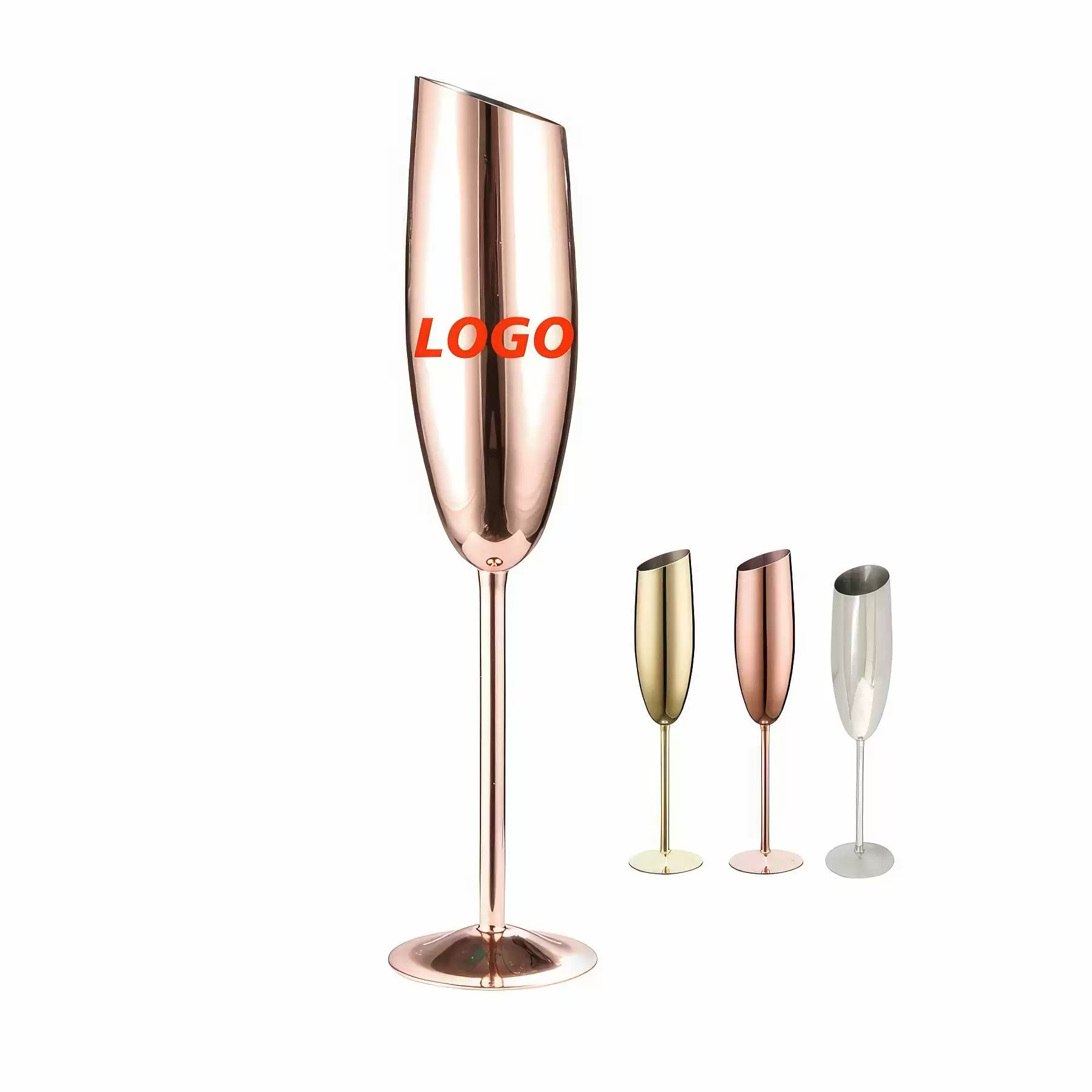 Custom 7 oz Stainless Steel Champagne Flute Glasses