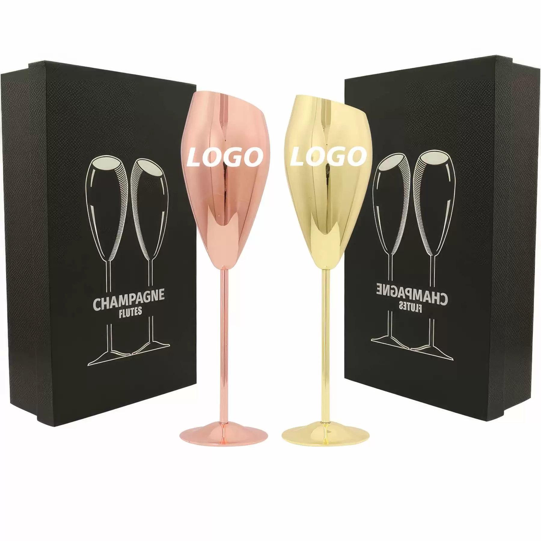 Custom 7 oz Stainless Steel Champagne Flutes Set of 2 - Image 2