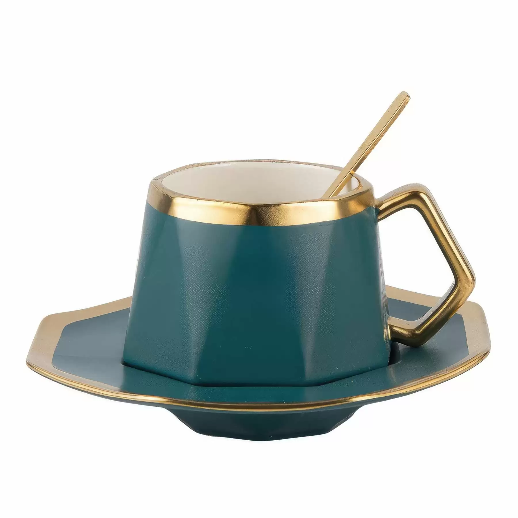 Custom 8 oz Ceramic Coffee Mug Saucer Set - Image 2