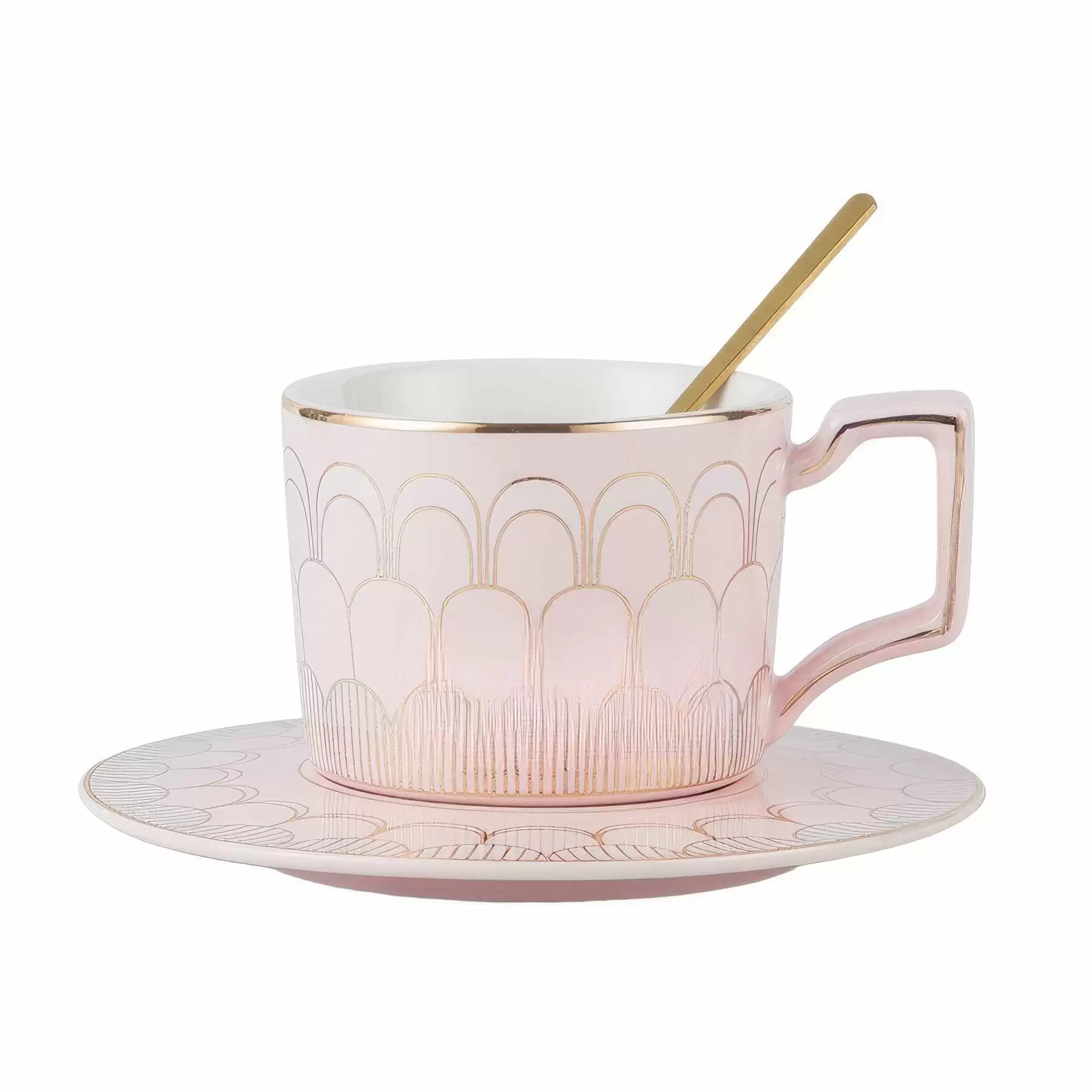 Custom 8 oz Ceramic Coffee Mug Saucer Set - Image 2