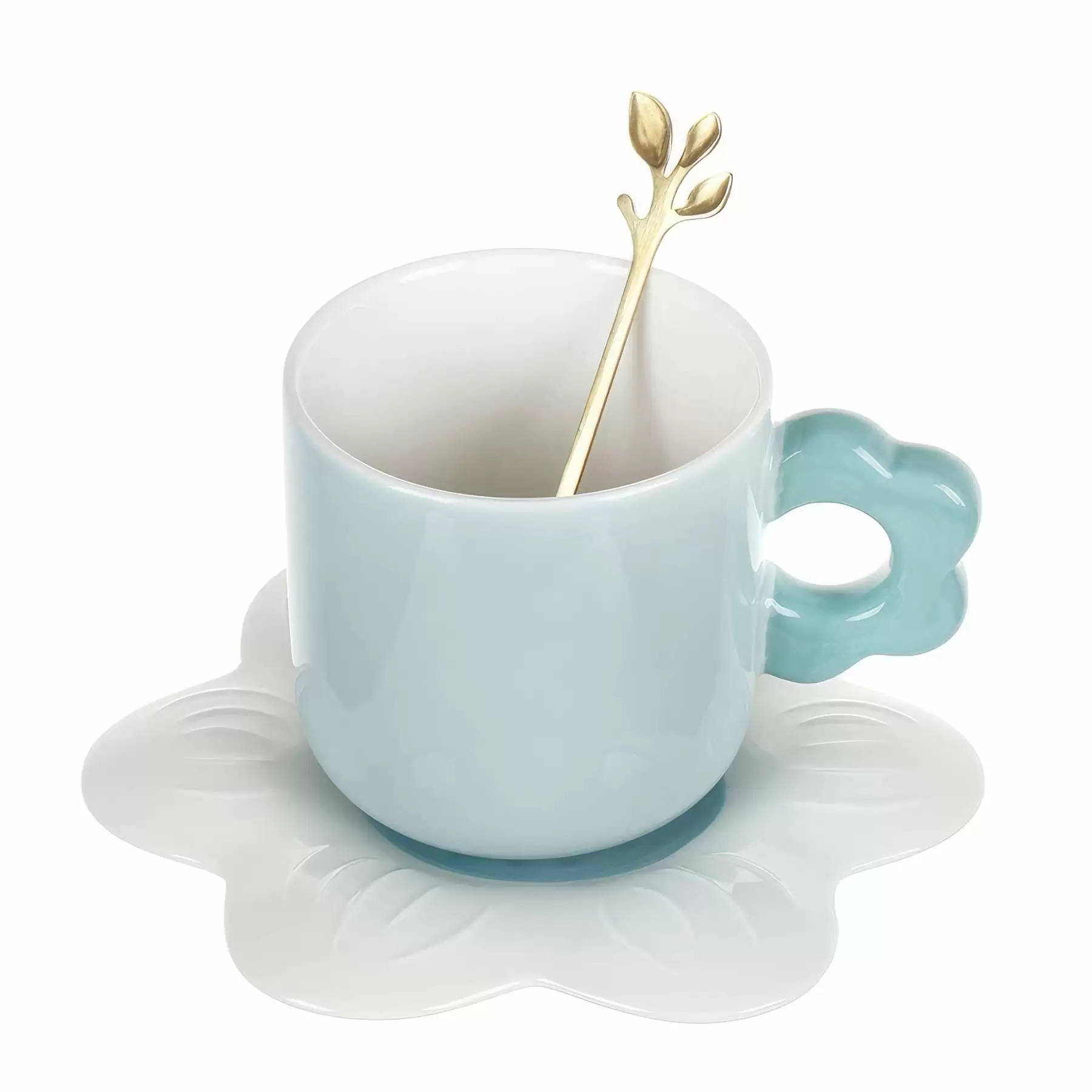 Custom 8 oz Ceramic Coffee Mug Saucer Set - Image 2