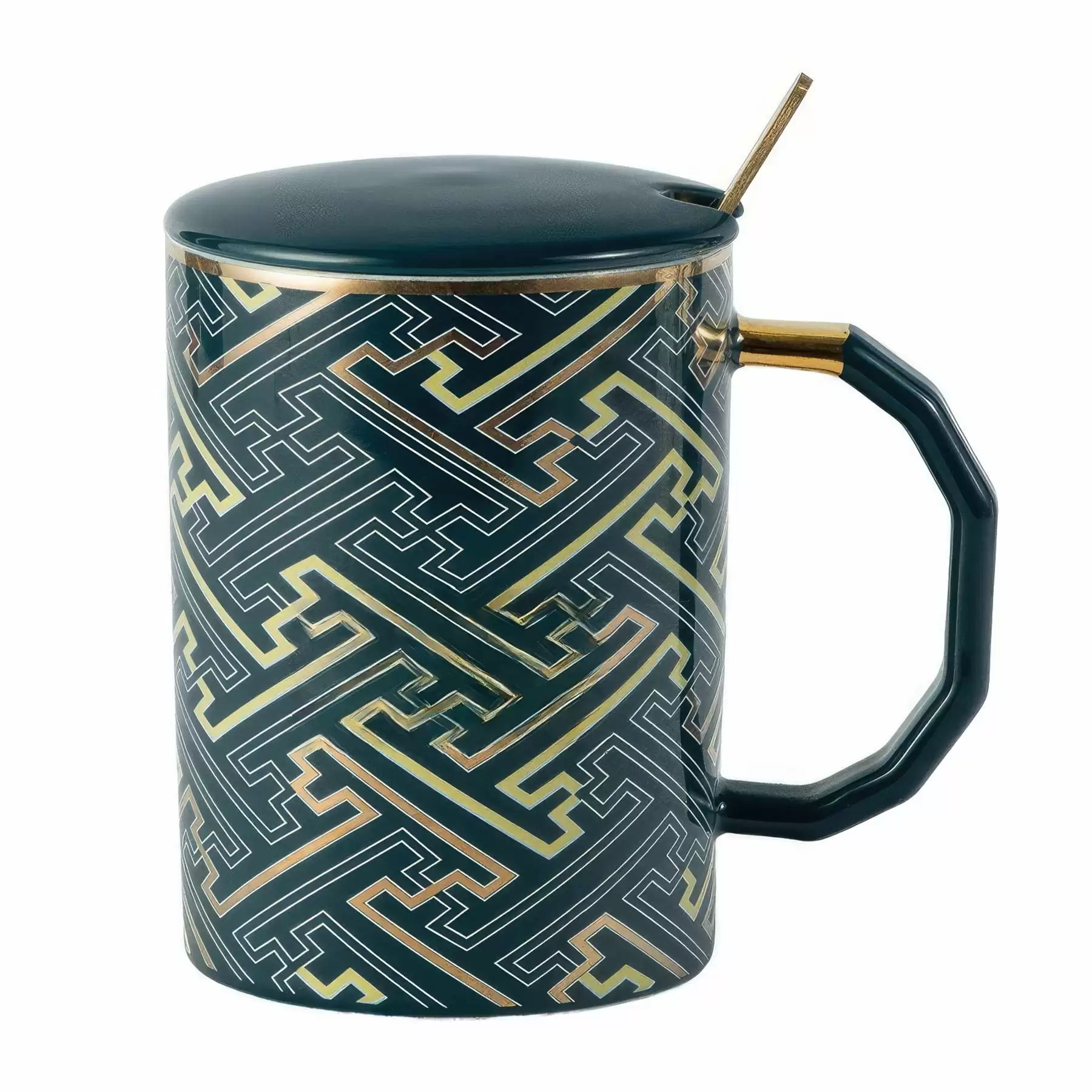 Custom 12 oz Ceramic Cup with Lid and Spoon - Image 2