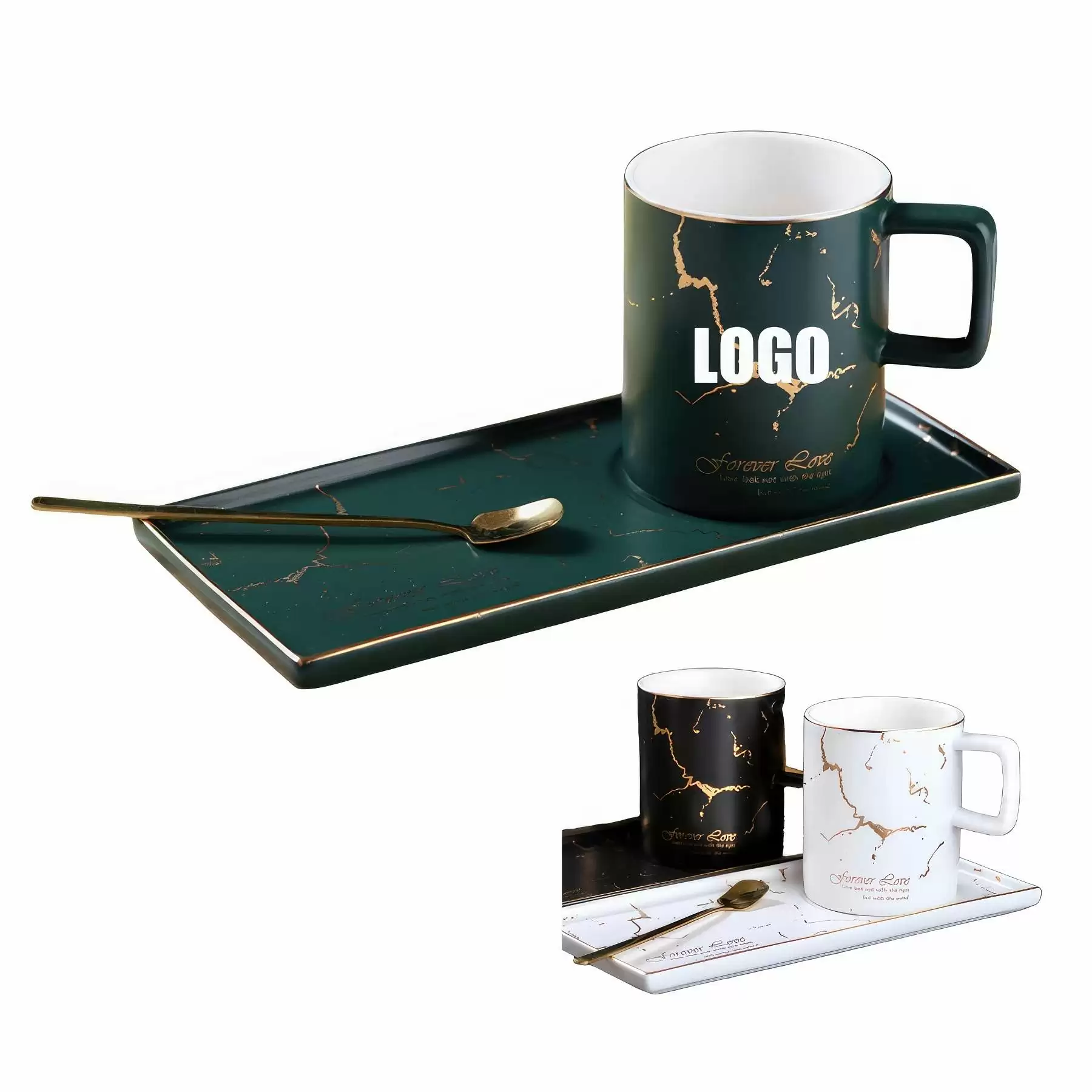 Custom 9 oz Ceramic Coffee Mug Saucer Set