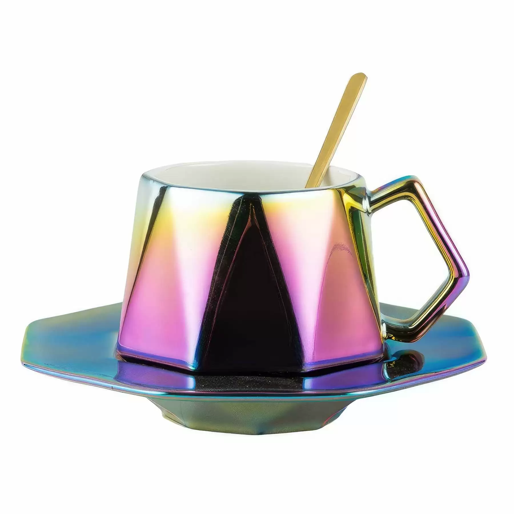 Custom 8 oz Ceramic Coffee Mug Saucer Set - Image 2