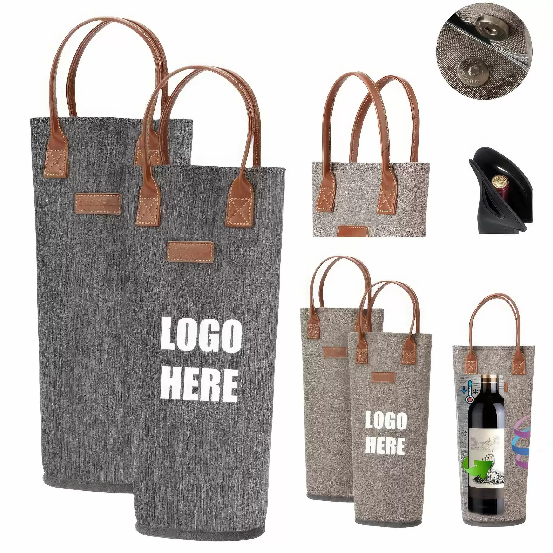 Custom Insulated 1 Bottle Wine Tote Carrier