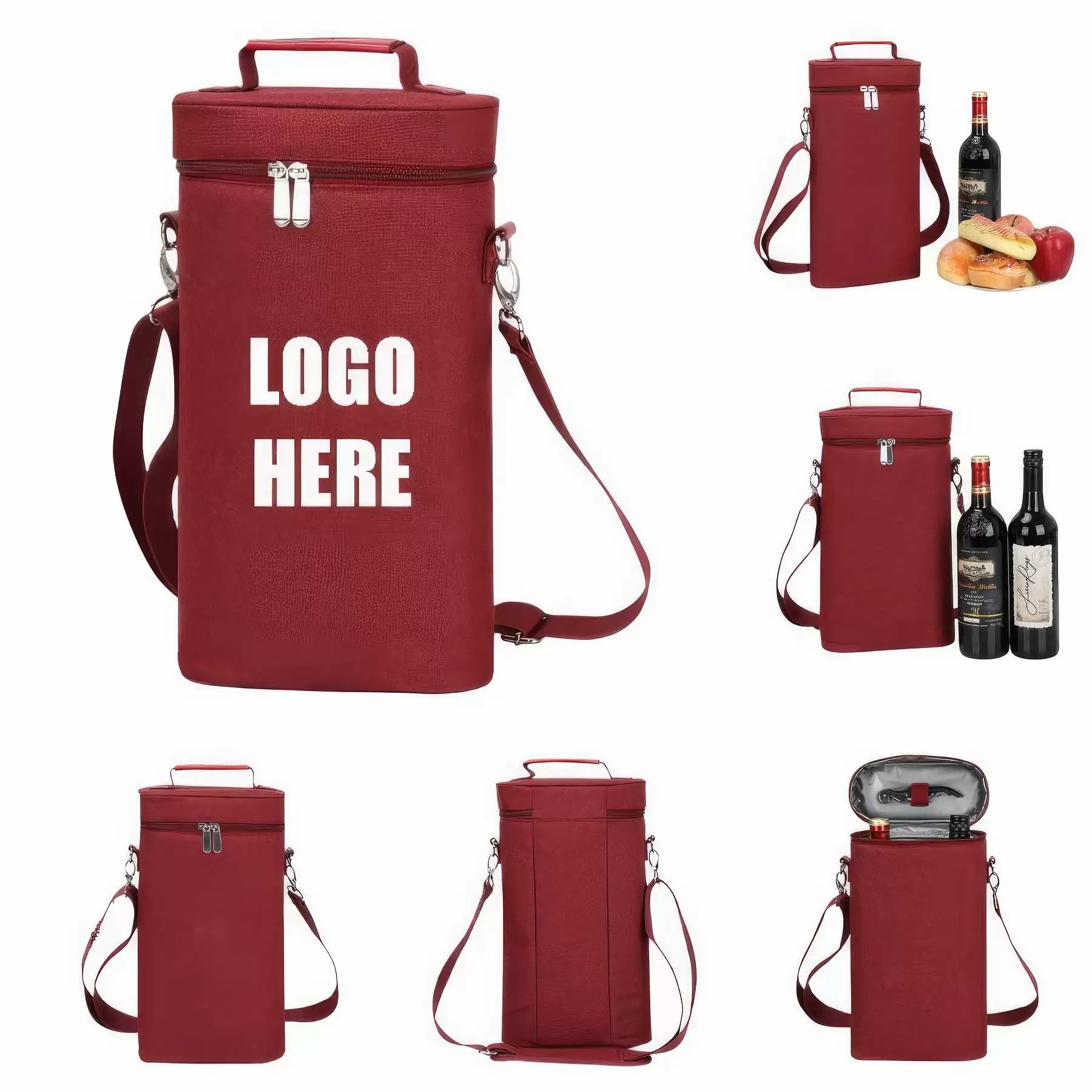 Custom Insulated 2 Bottle Wine Tote Carrier