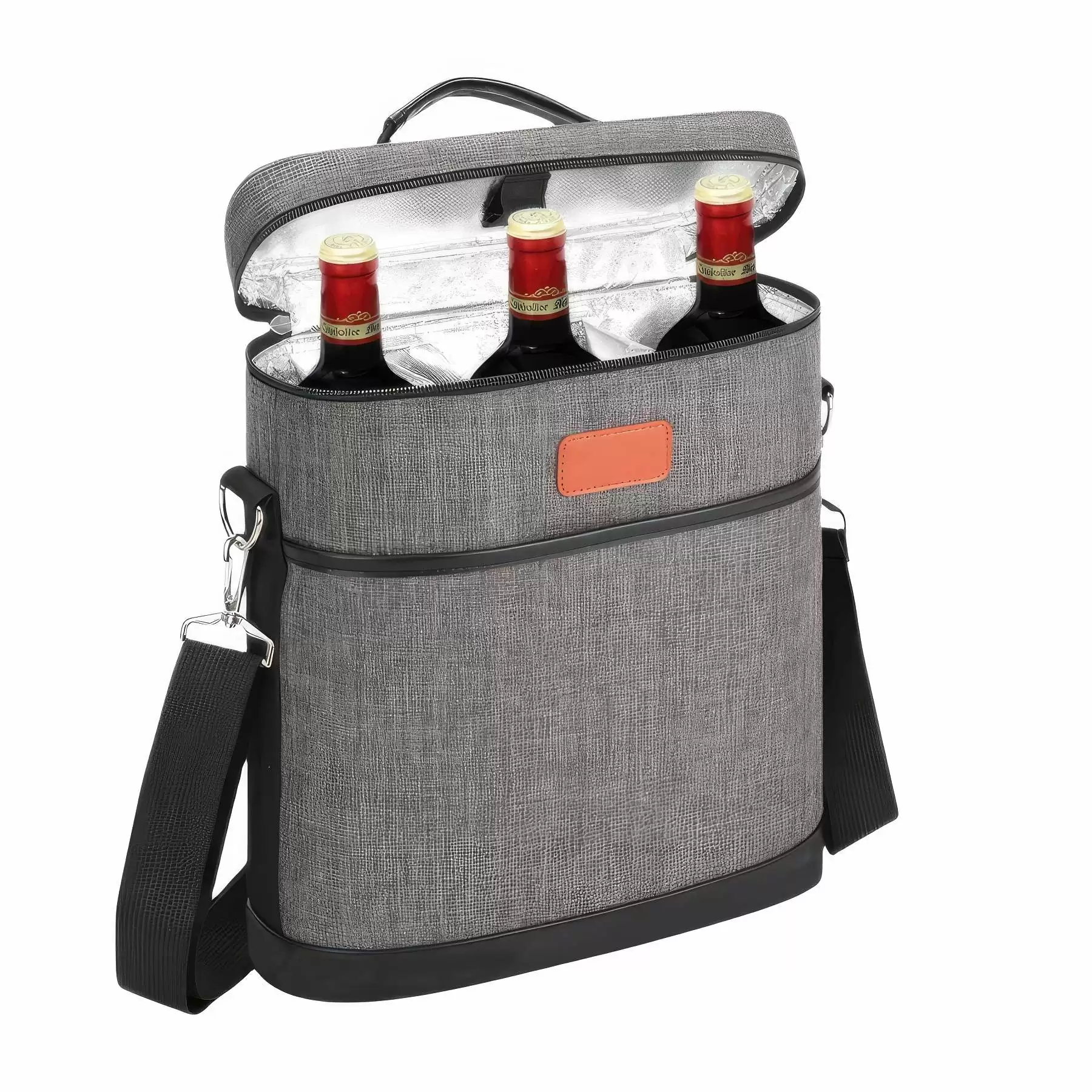 Custom Insulated 3 Bottle Wine Tote Carrier Bag - Image 2