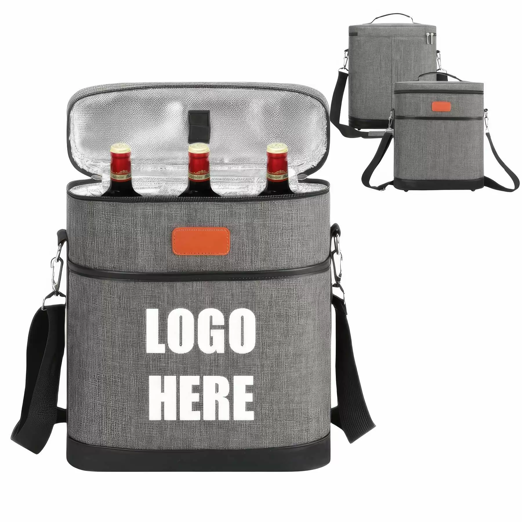 Custom Insulated 3 Bottle Wine Tote Carrier Bag
