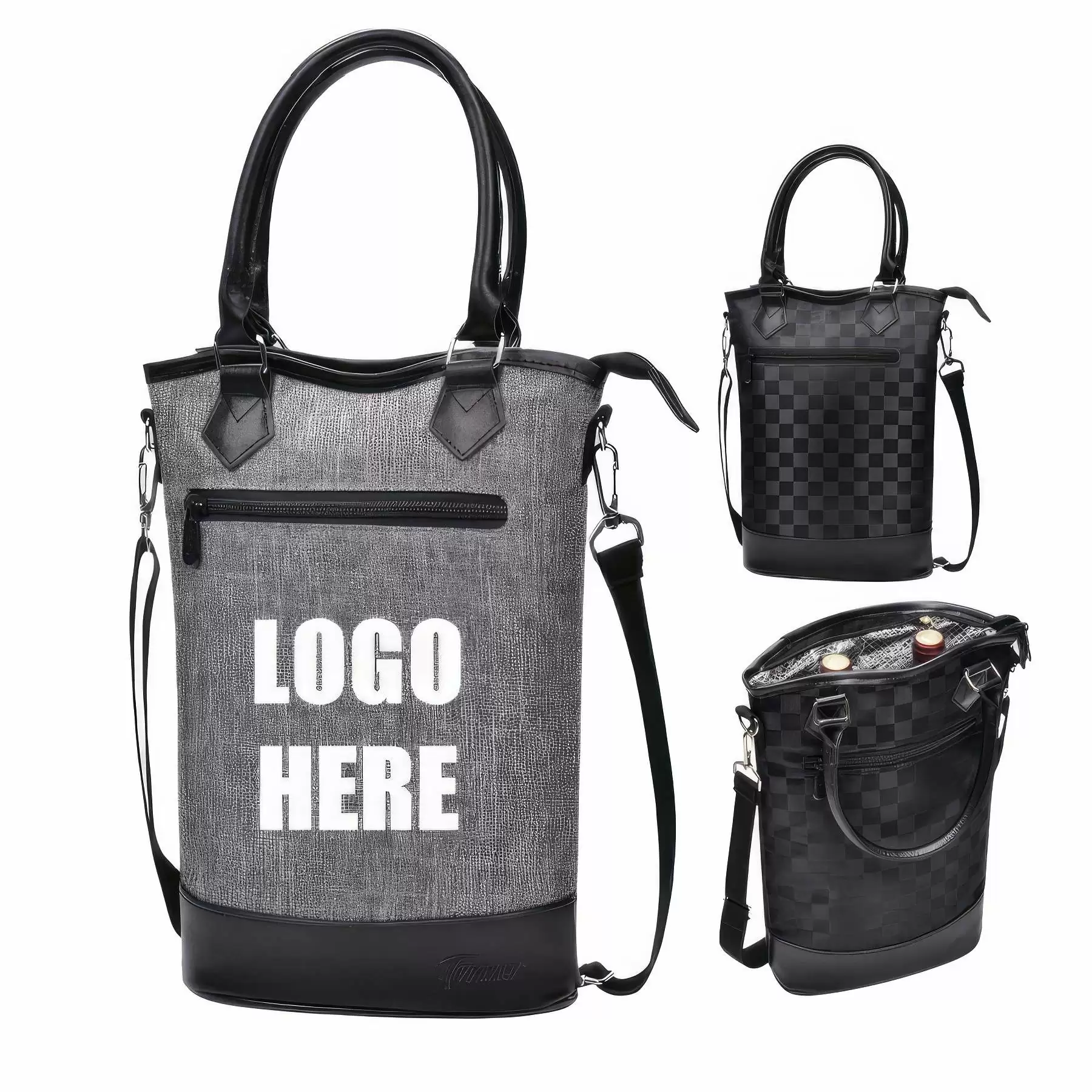 Custom Insulated 2 Bottle Wine Gift Tote Carrier