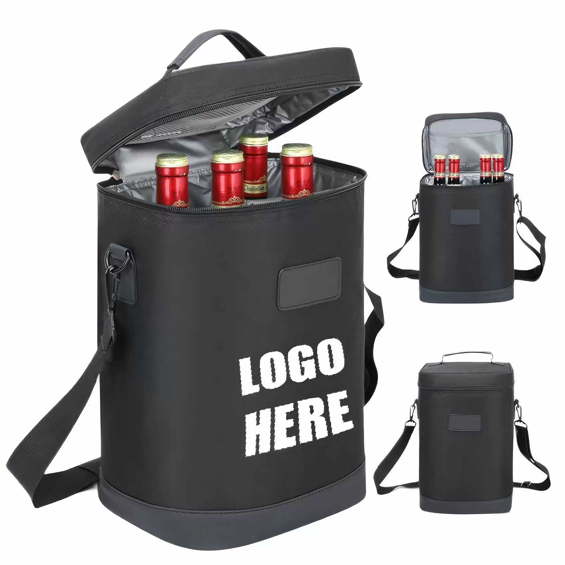 Custom Insulated 4 Bottle Wine Gift Tote Carrier