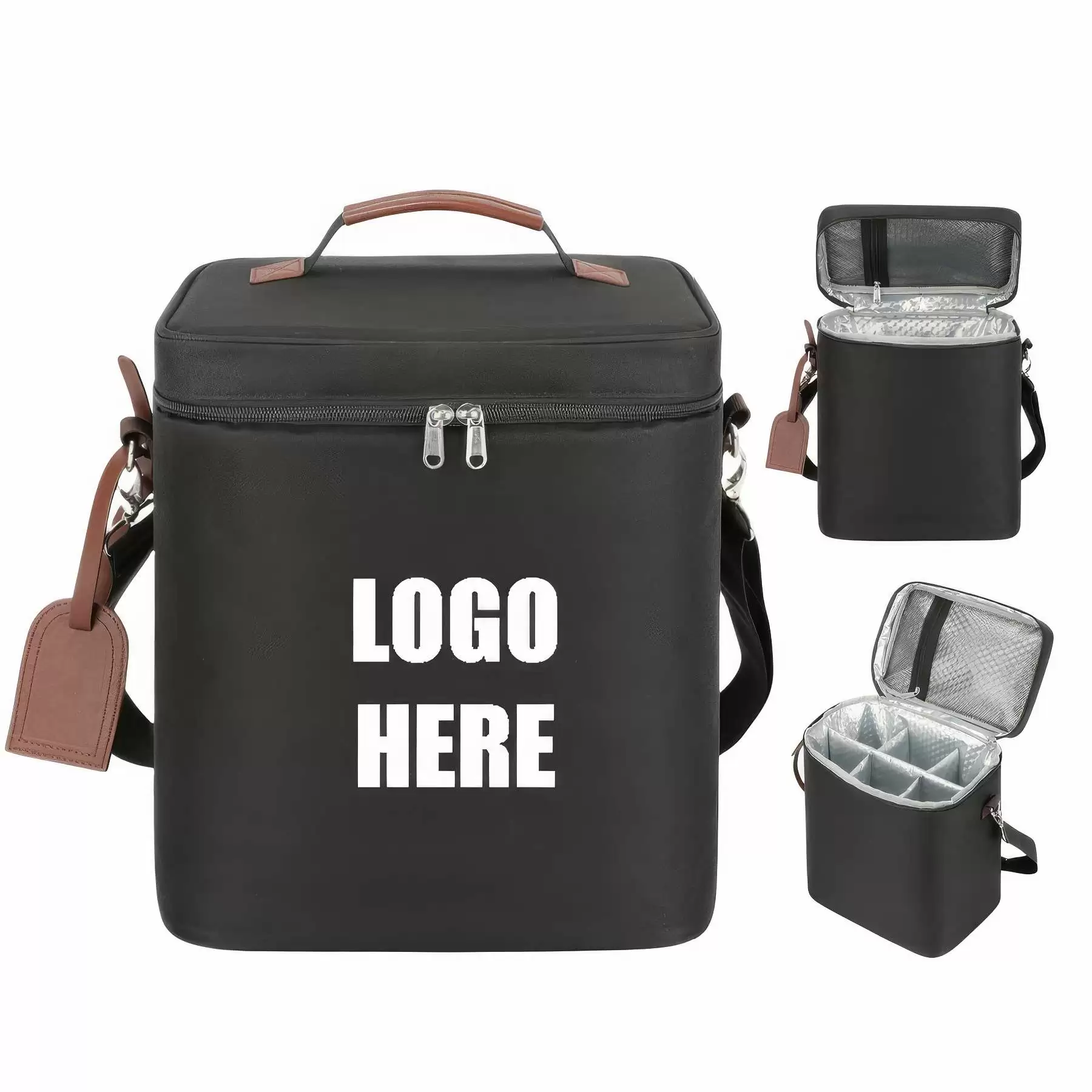 Custom Insulated 6 Bottle Wine Gift Tote Carrier