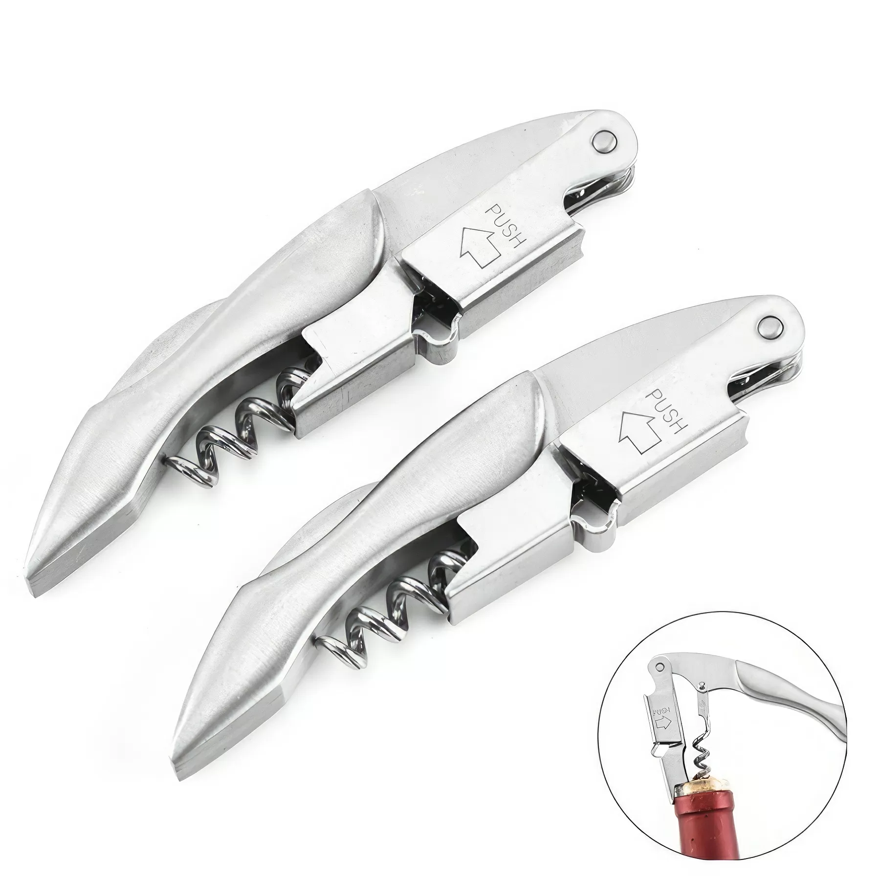 Custom Stainless Steel Waiter Corkscrew Wine Openers - Image 2