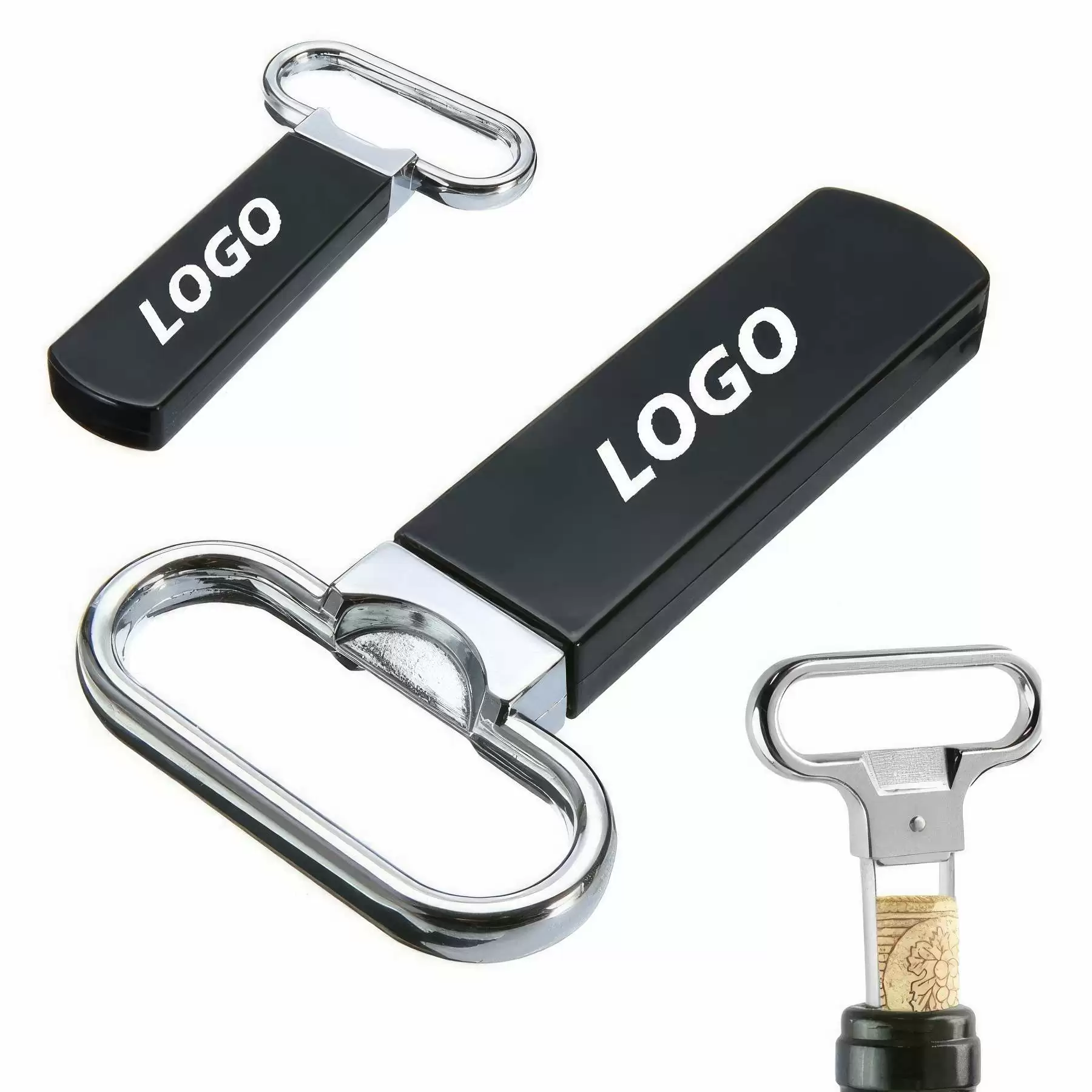 Custom Steel Two-Prong Cork Puller with Cover