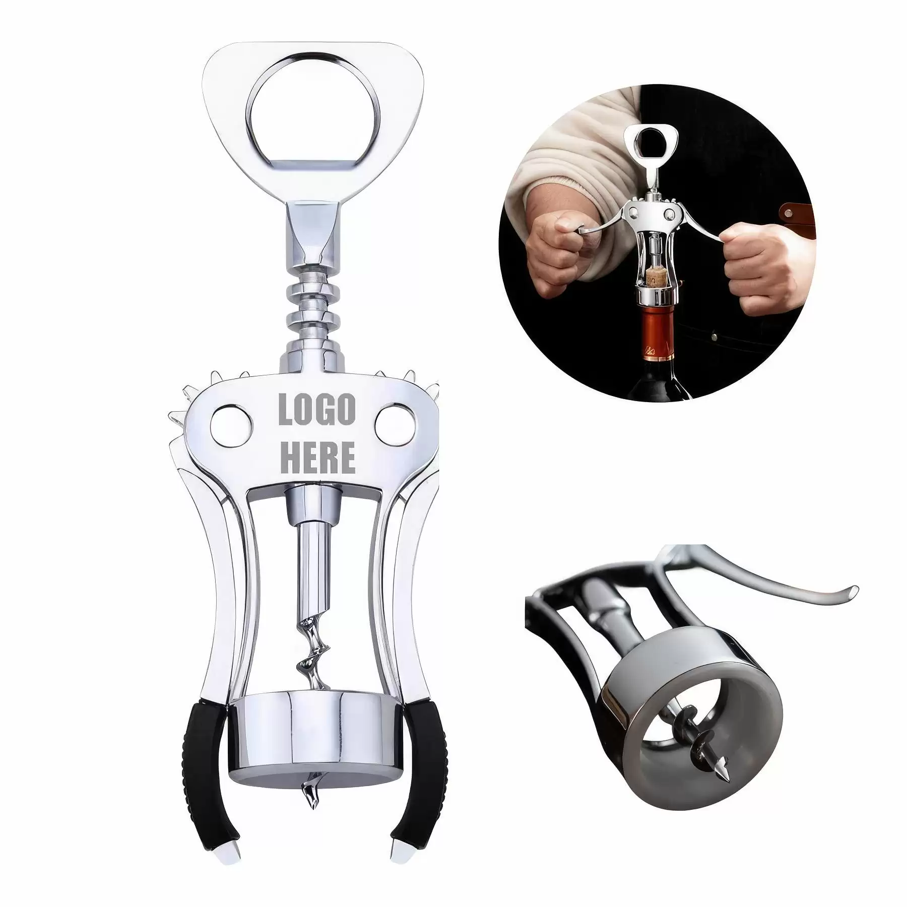 Custom Zinc Alloy Premium Wing Corkscrew Wine Bottle Opener