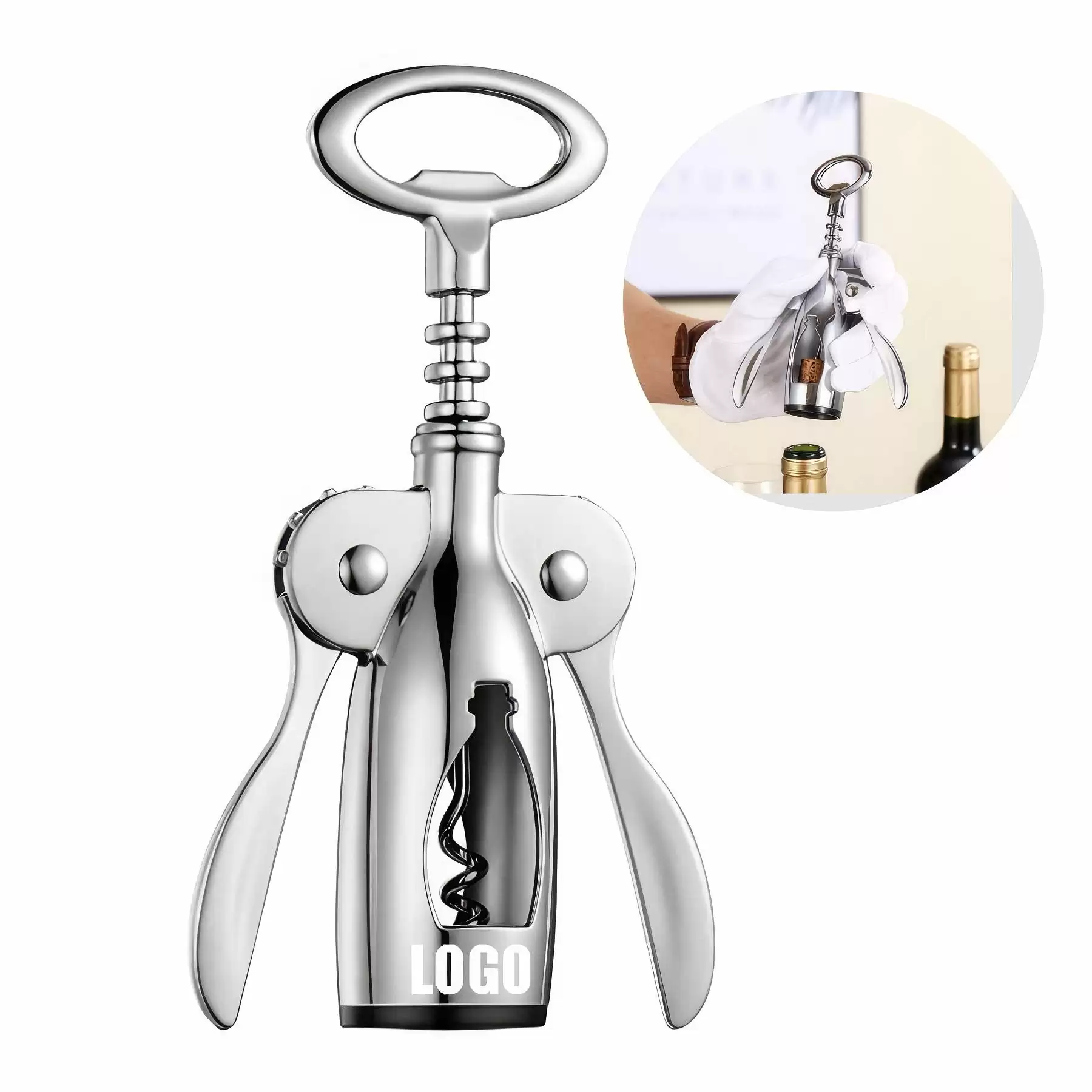 Custom Zinc Alloy Premium Wing Corkscrew Wine Bottle Opener