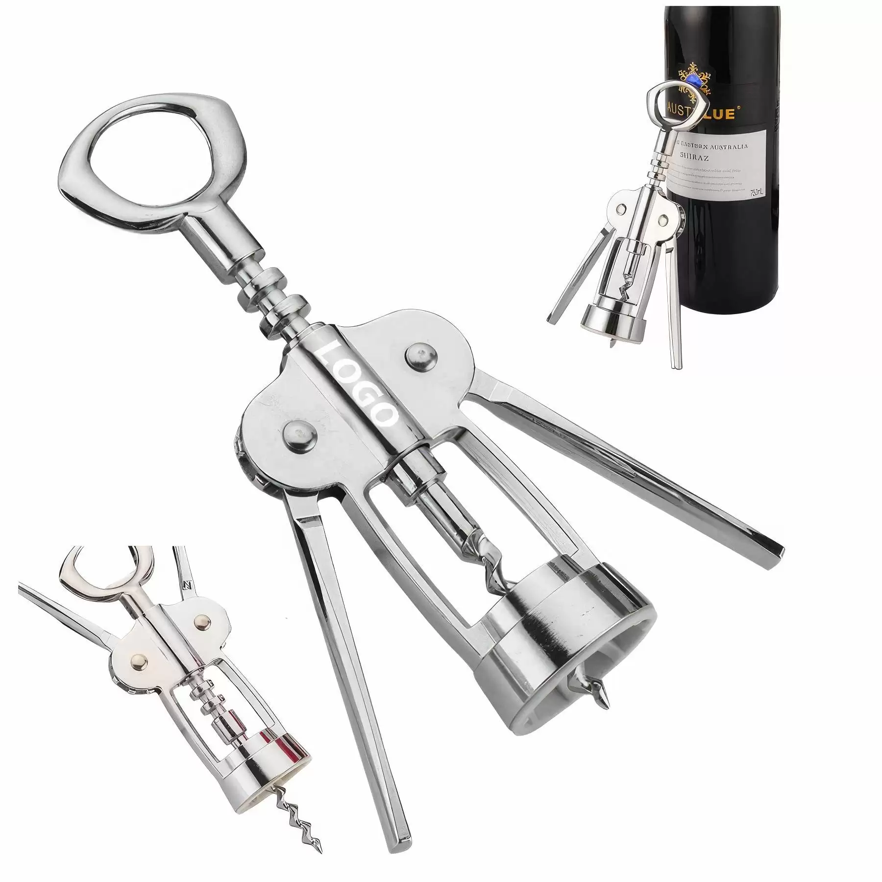 Custom Zinc Alloy Premium Wing Corkscrew Wine Bottle Opener