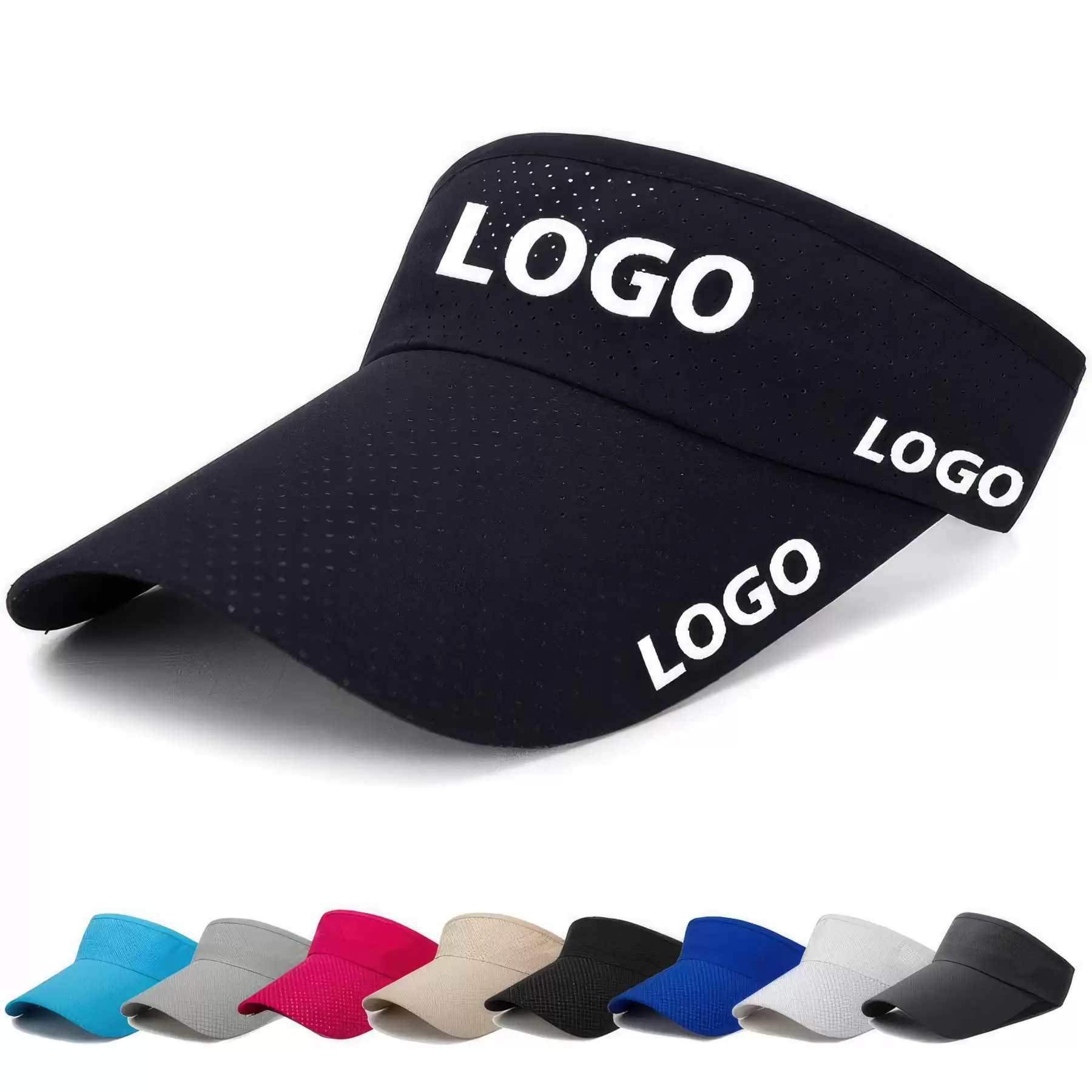 Custom Mesh Adjustable Sun Visor Caps for Women and Men