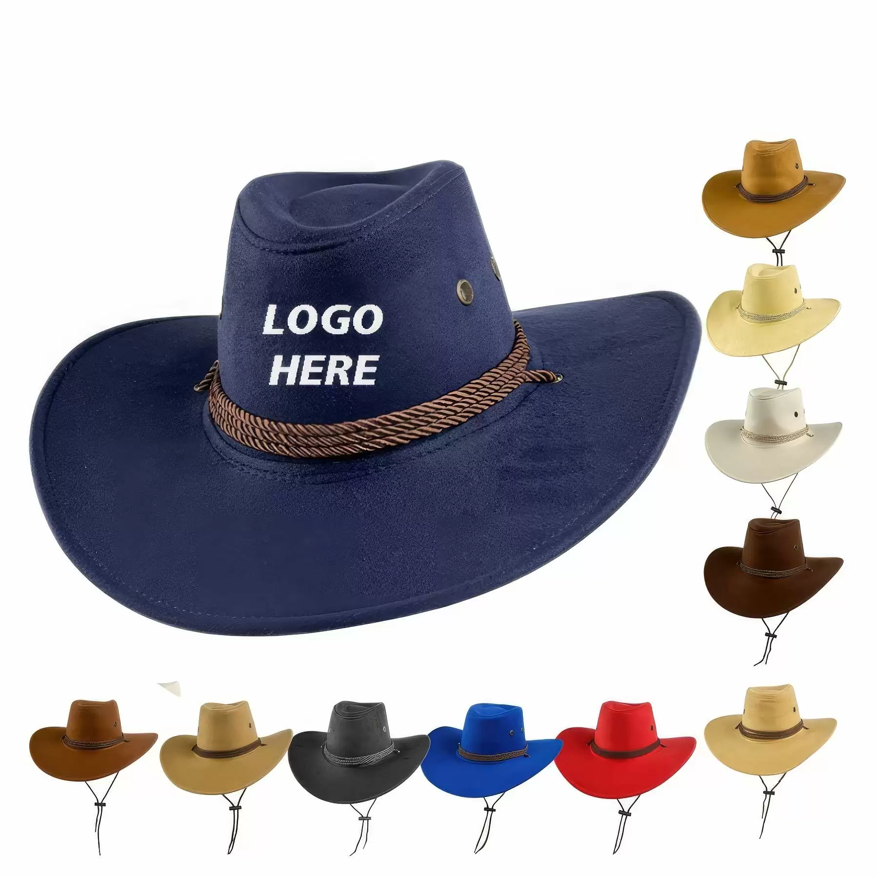 Custom Suede Fabric Cowboy Hat for Men and Women