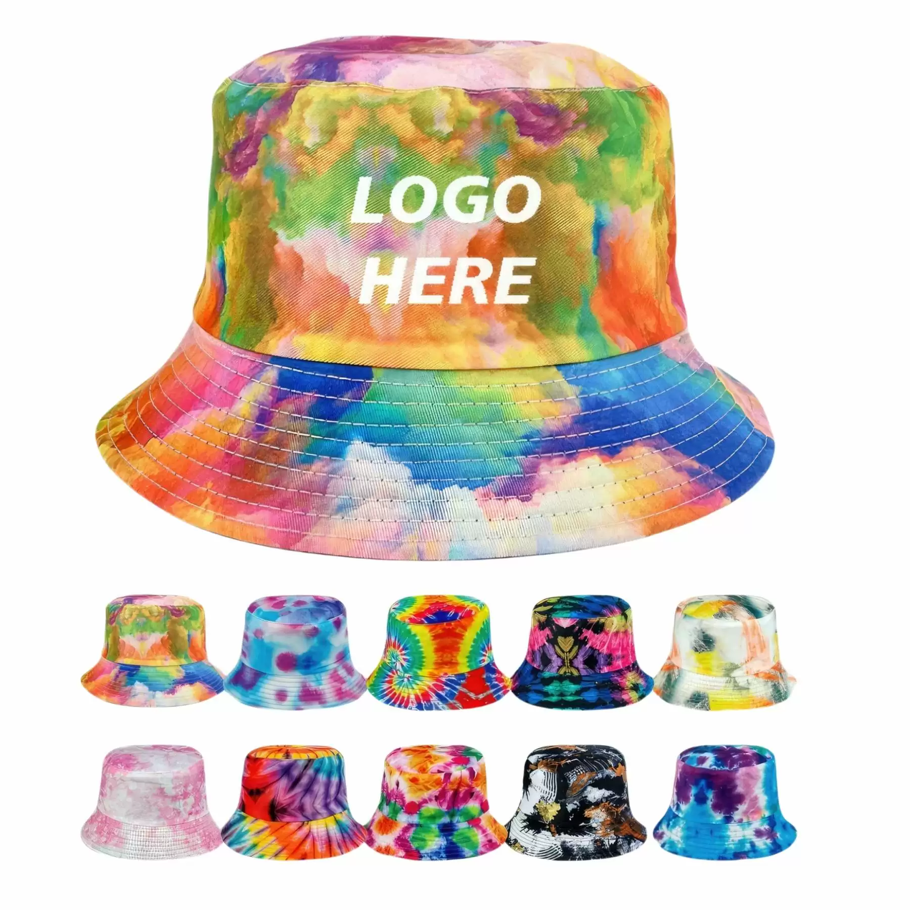 Custom Tie Dye Cotton Bucket Hats Unisex
