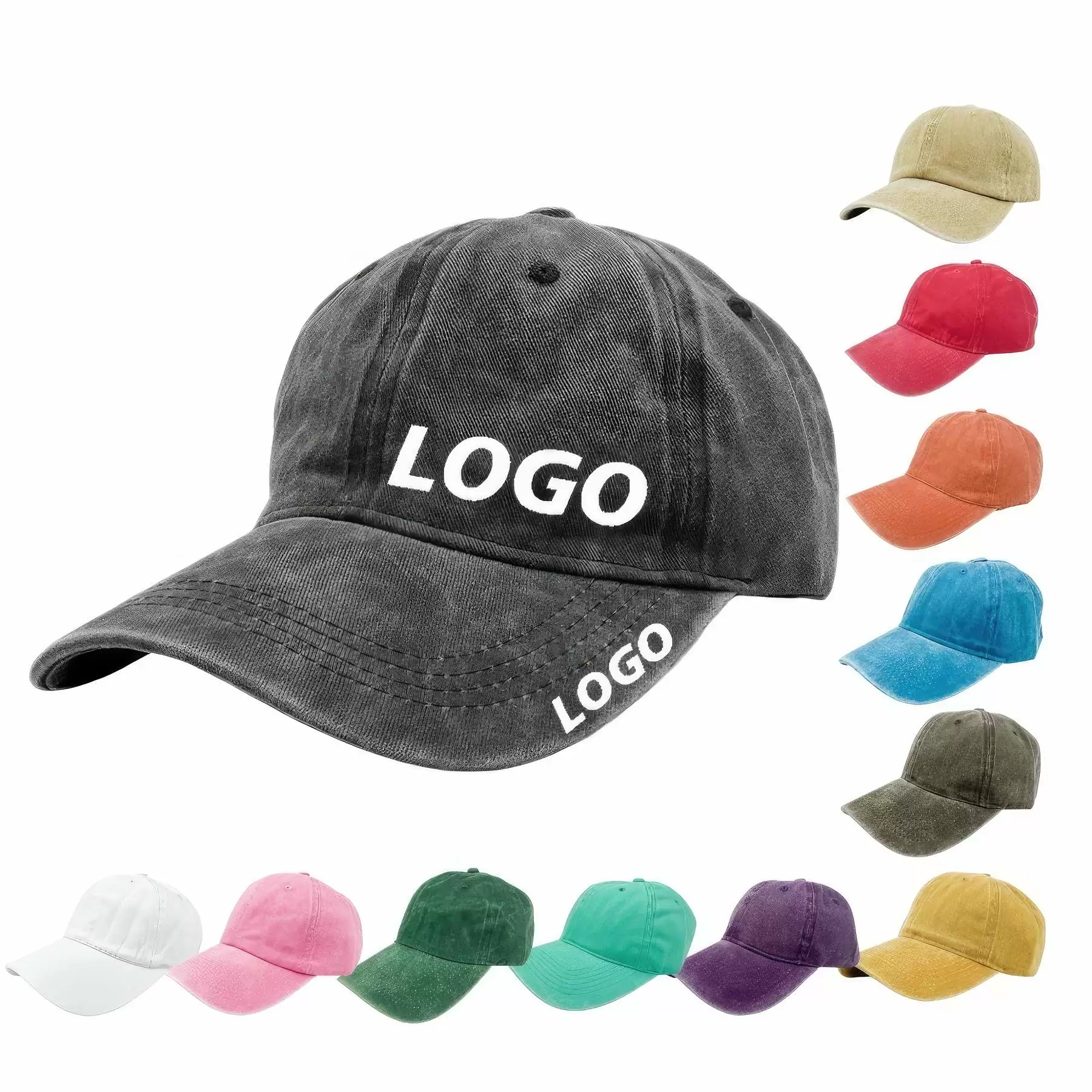 Custom Adjustable Washed Cotton Baseball Cap Unisex Hat