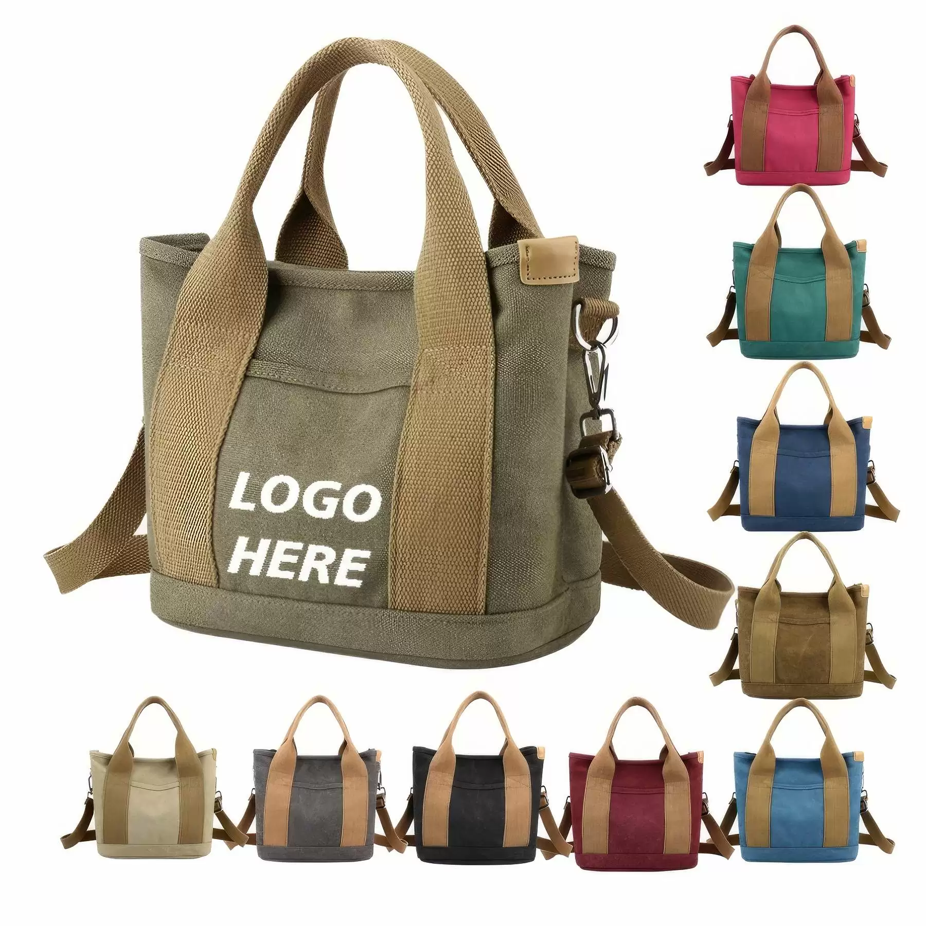 Custom Large Capacity Multi-Pocket Handbag Canvas Tote Purse
