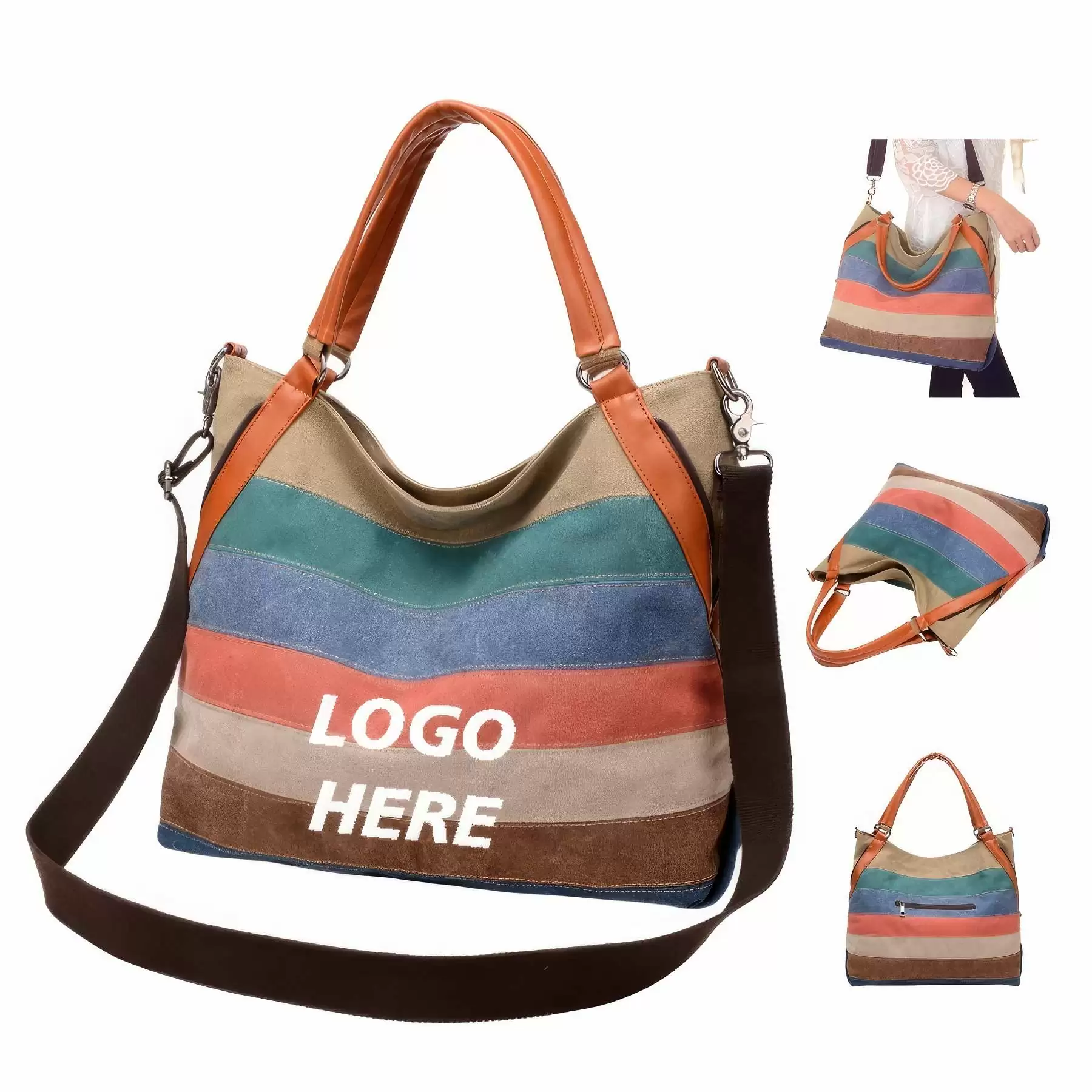 Custom Canvas Tote Handbags Shoulder Work Bag Crossbody