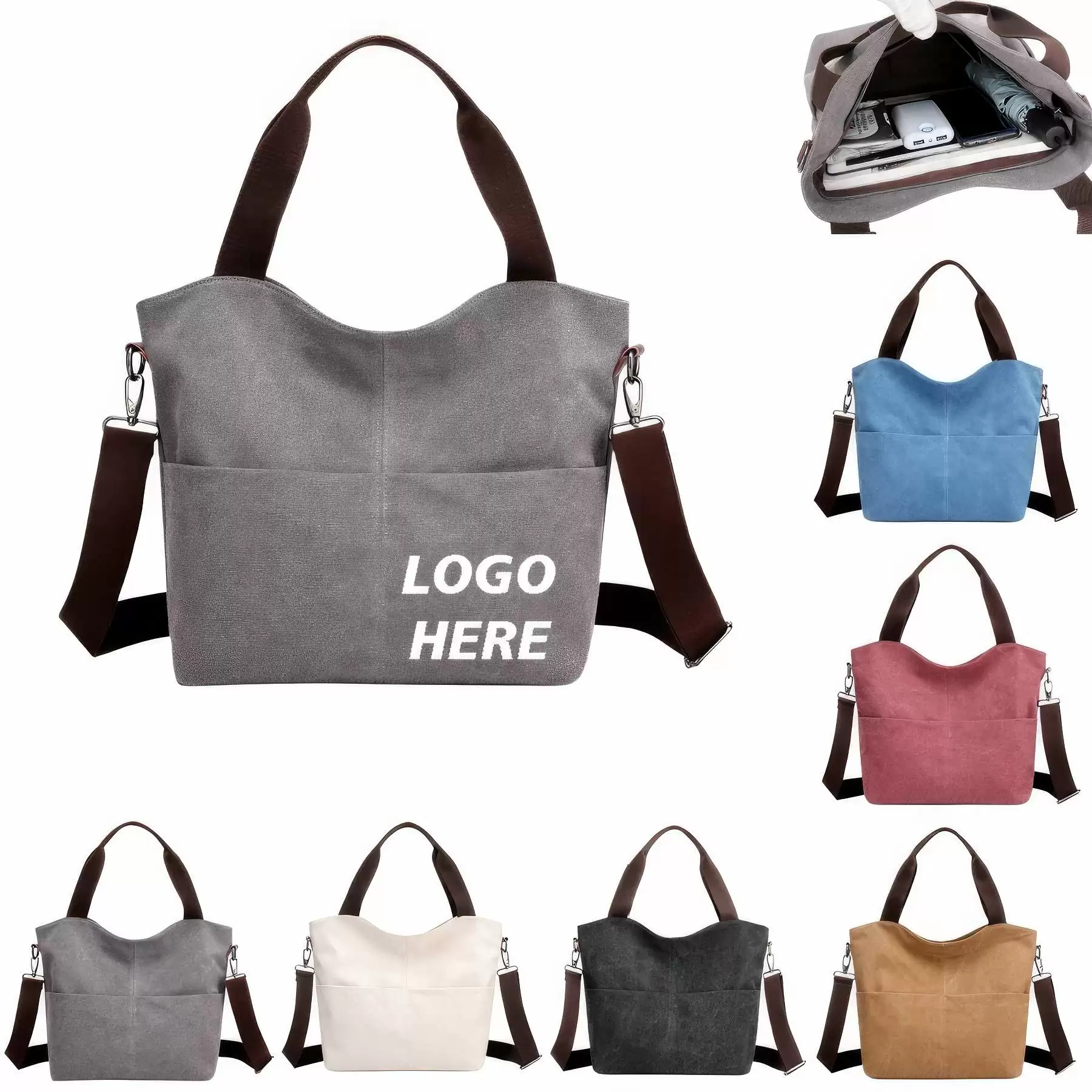 Custom Canvas Tote Handbags Shoulder Work Bag Crossbody