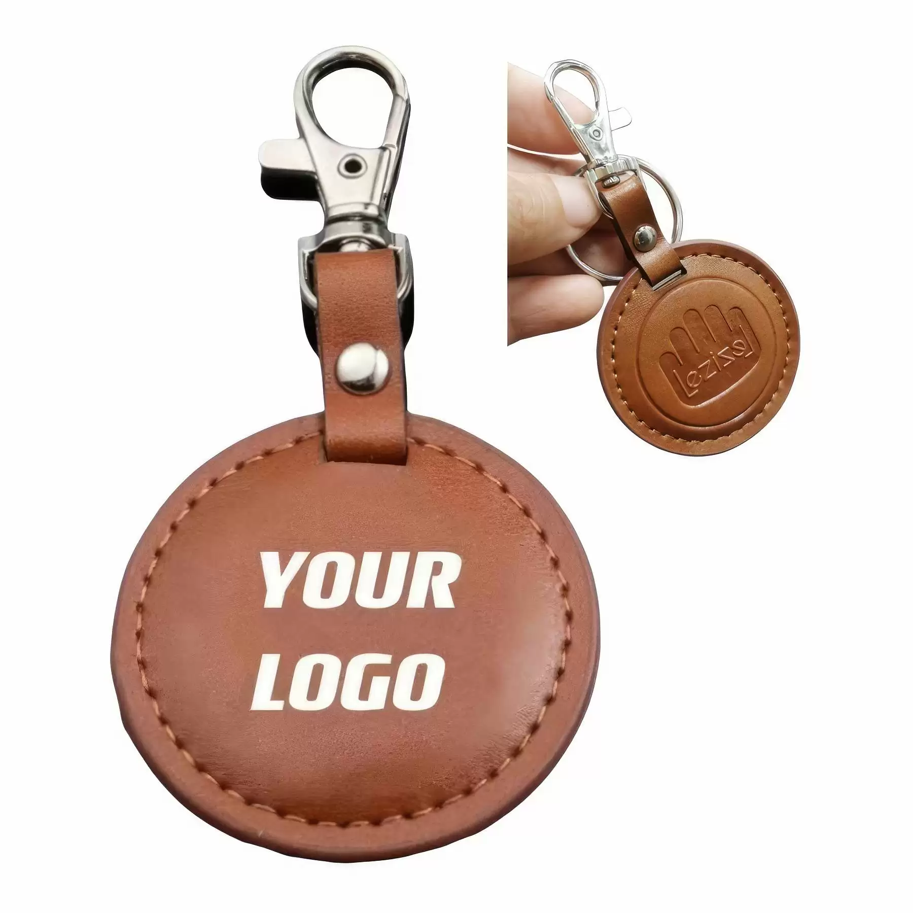Round Leather Key Chains & Car Keychain