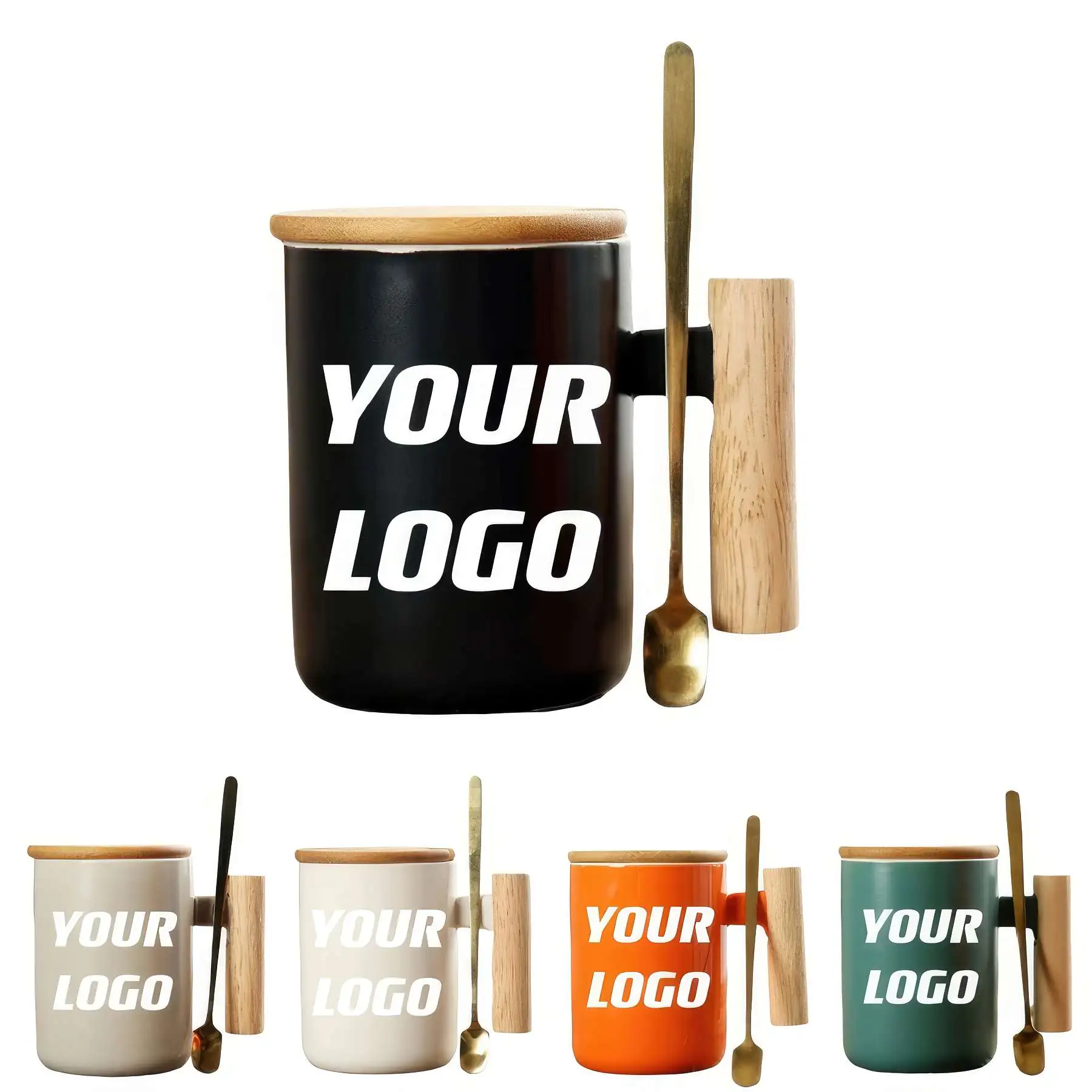 Customizable Coffee Cup With Lid And Spoon